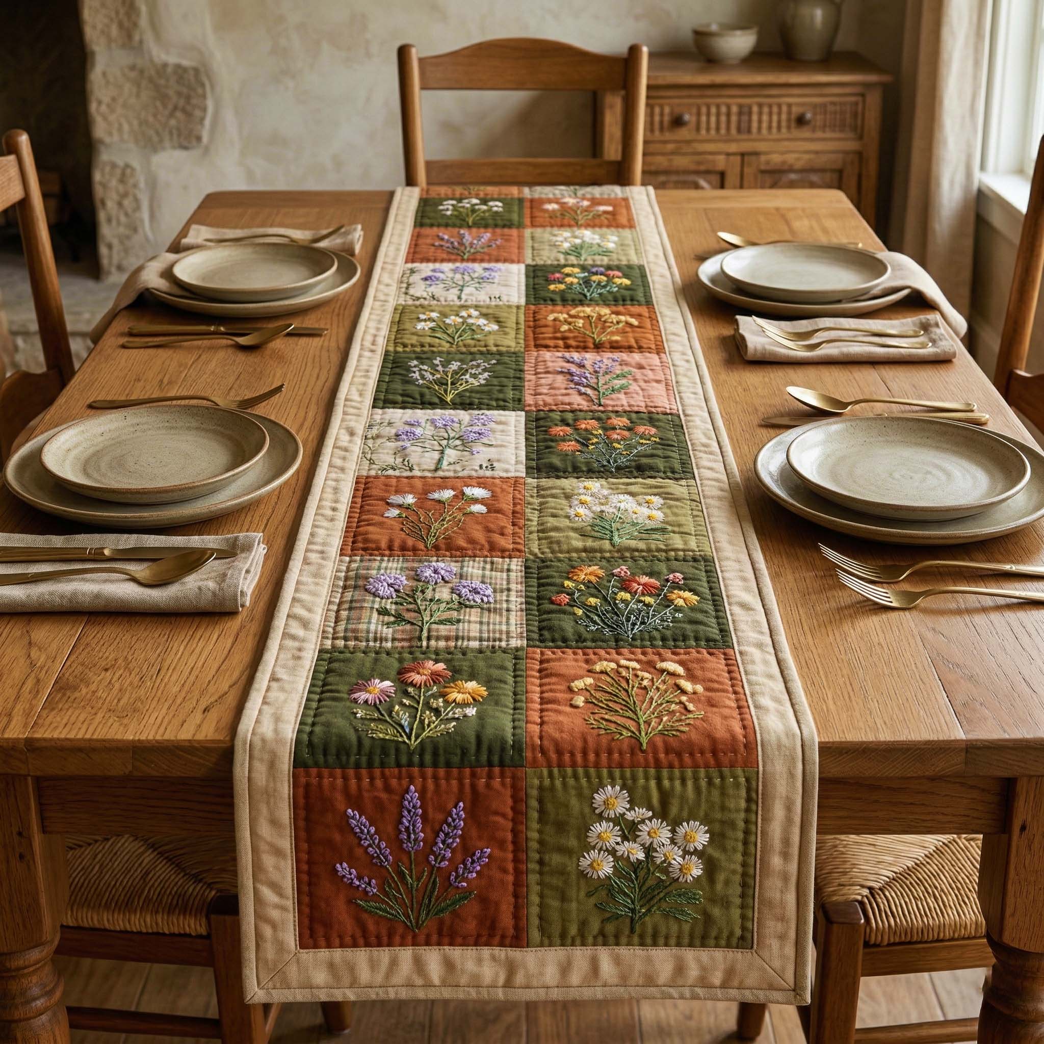 Wildflower Quilt Quilted Table Runner, Easter Table Runner, Spring Table Runner, Mother's Day Gifts