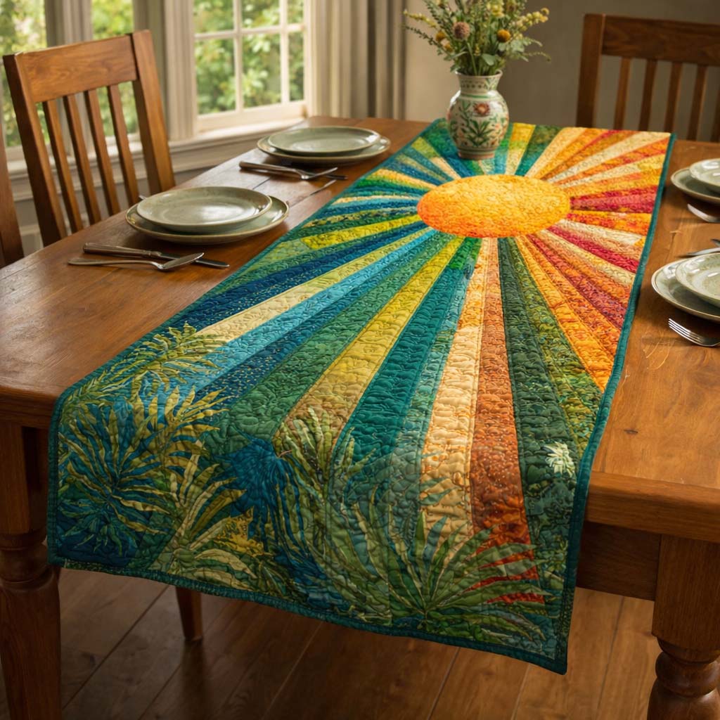 Radiant Sun Quilted Table Runner, Easter Table Runner, Spring Table Runner, Mother's Day Gifts