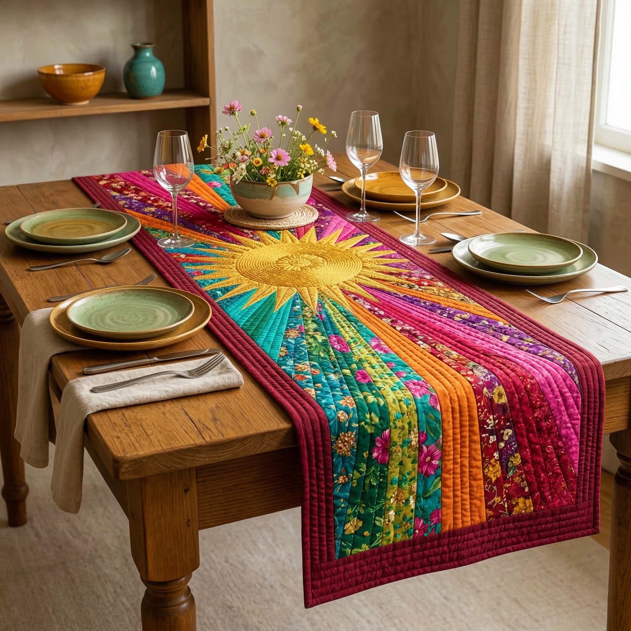 Sunburst Quilted Table Runner, Easter Table Runner, Spring Table Runner, Mother's Day Gifts