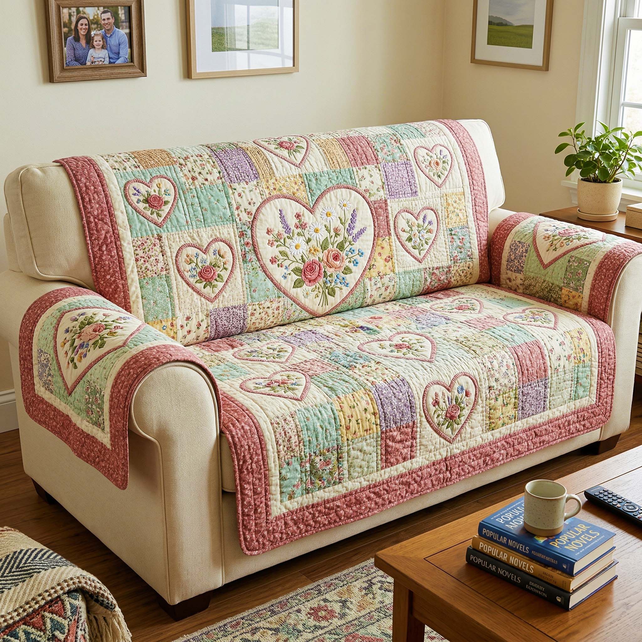 Velvet Bloom Quilted Sofa Cover Fall Halloween Decor For Sofa Couch