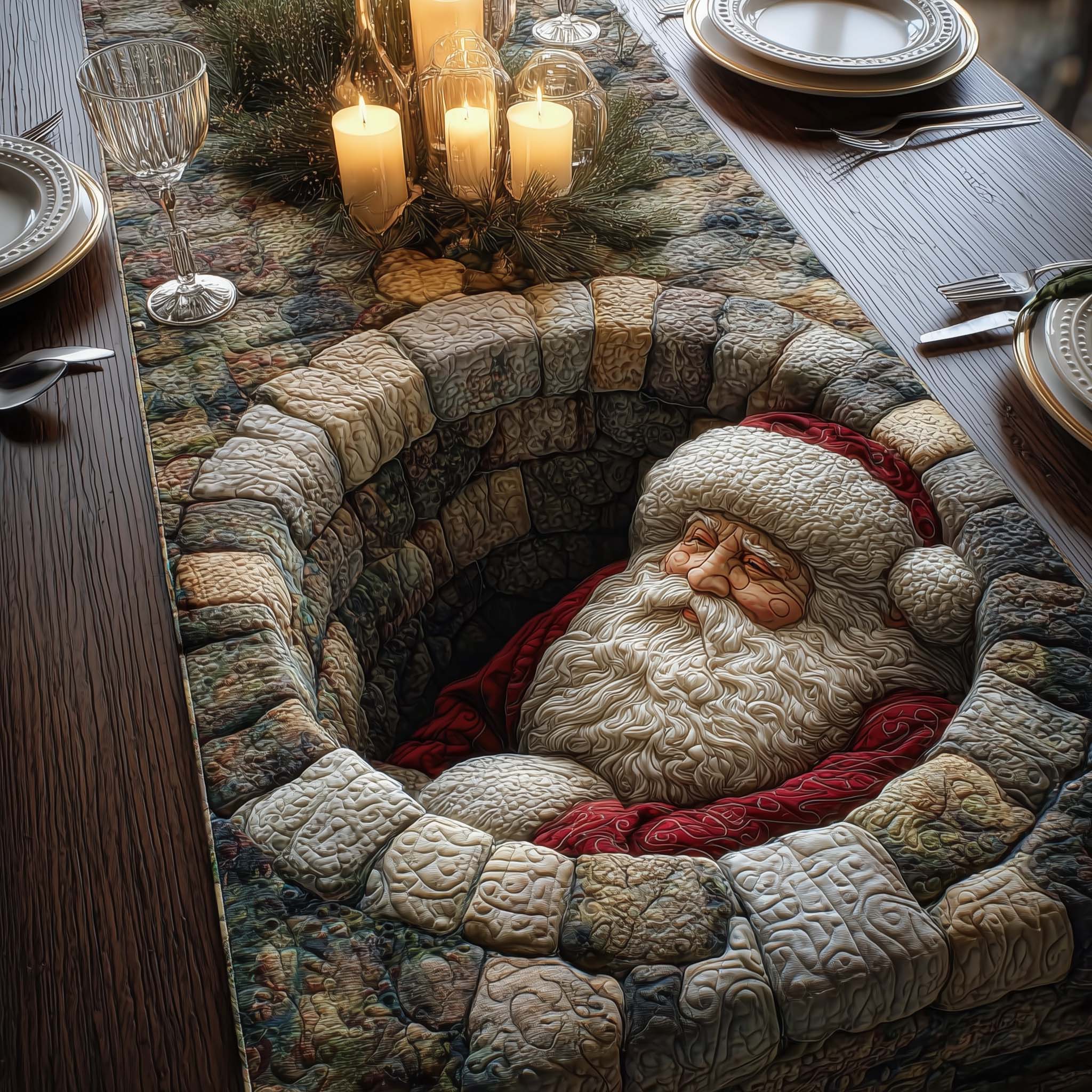 Sleeping Santa Quilted Table Runner, Easter Table Runner, Spring Table Runner, Mother's Day Gifts
