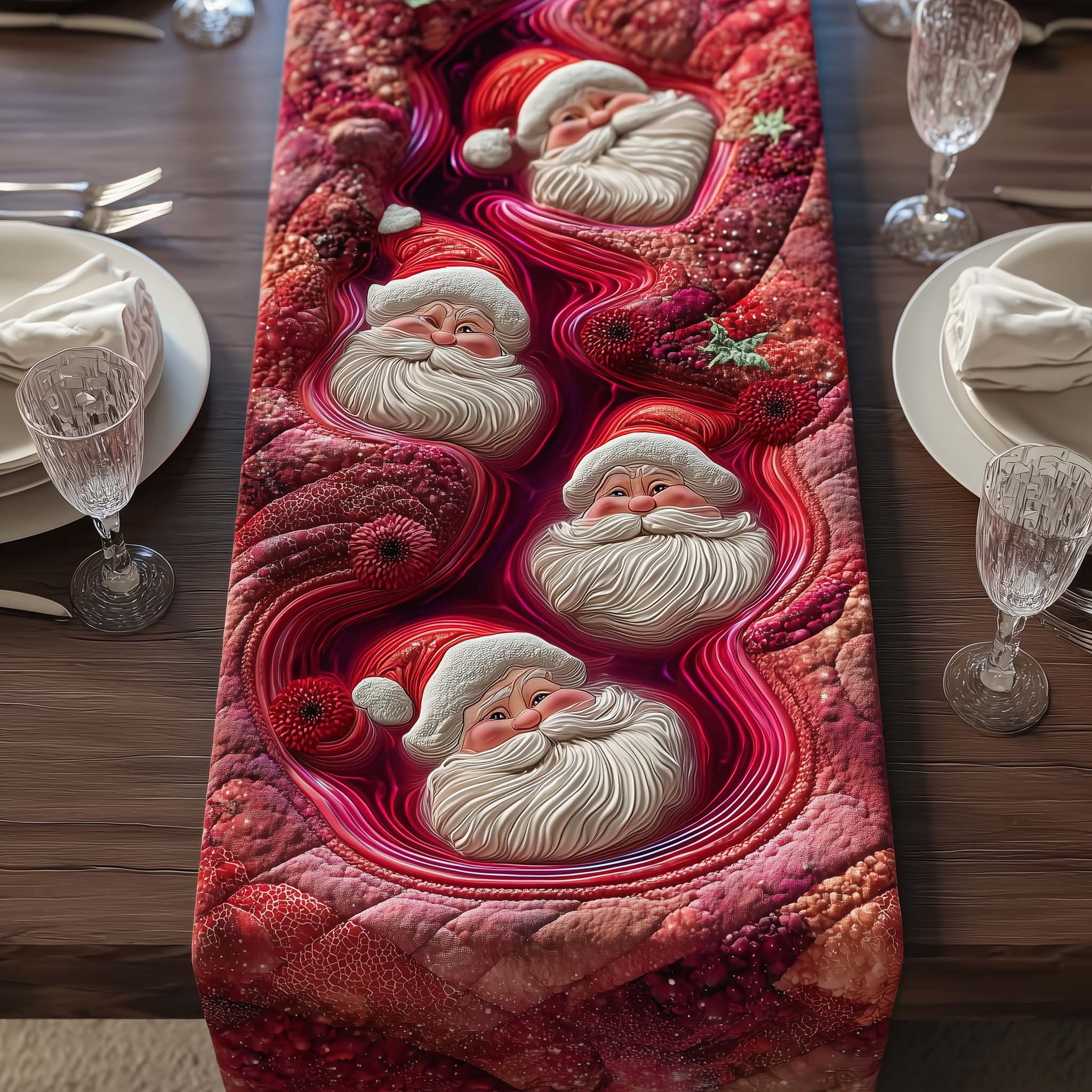 Swirl Santa Quilted Table Runner, Easter Table Runner, Spring Table Runner, Mother's Day Gifts