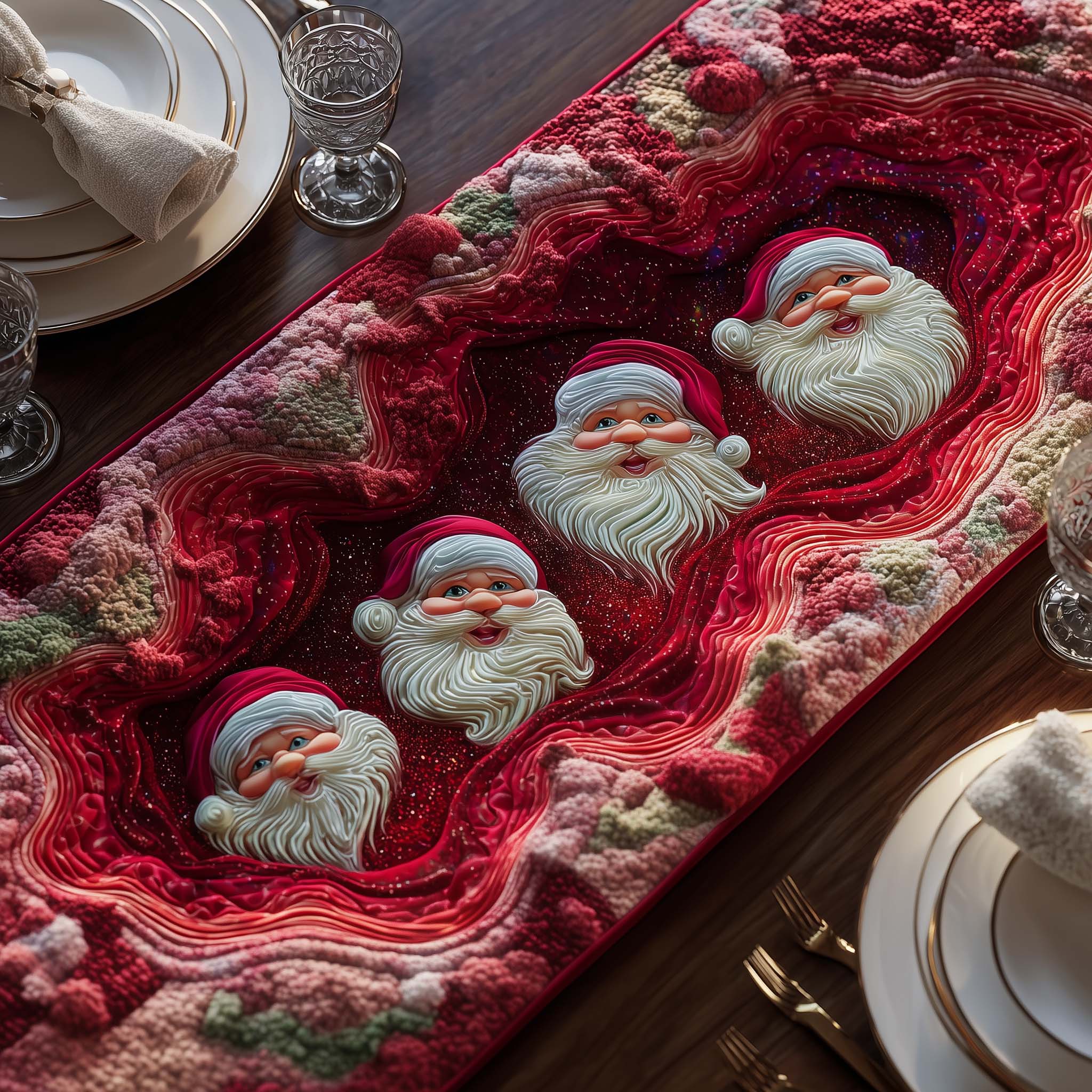 Flowing Santa Quilted Table Runner, Easter Table Runner, Spring Table Runner, Mother's Day Gifts
