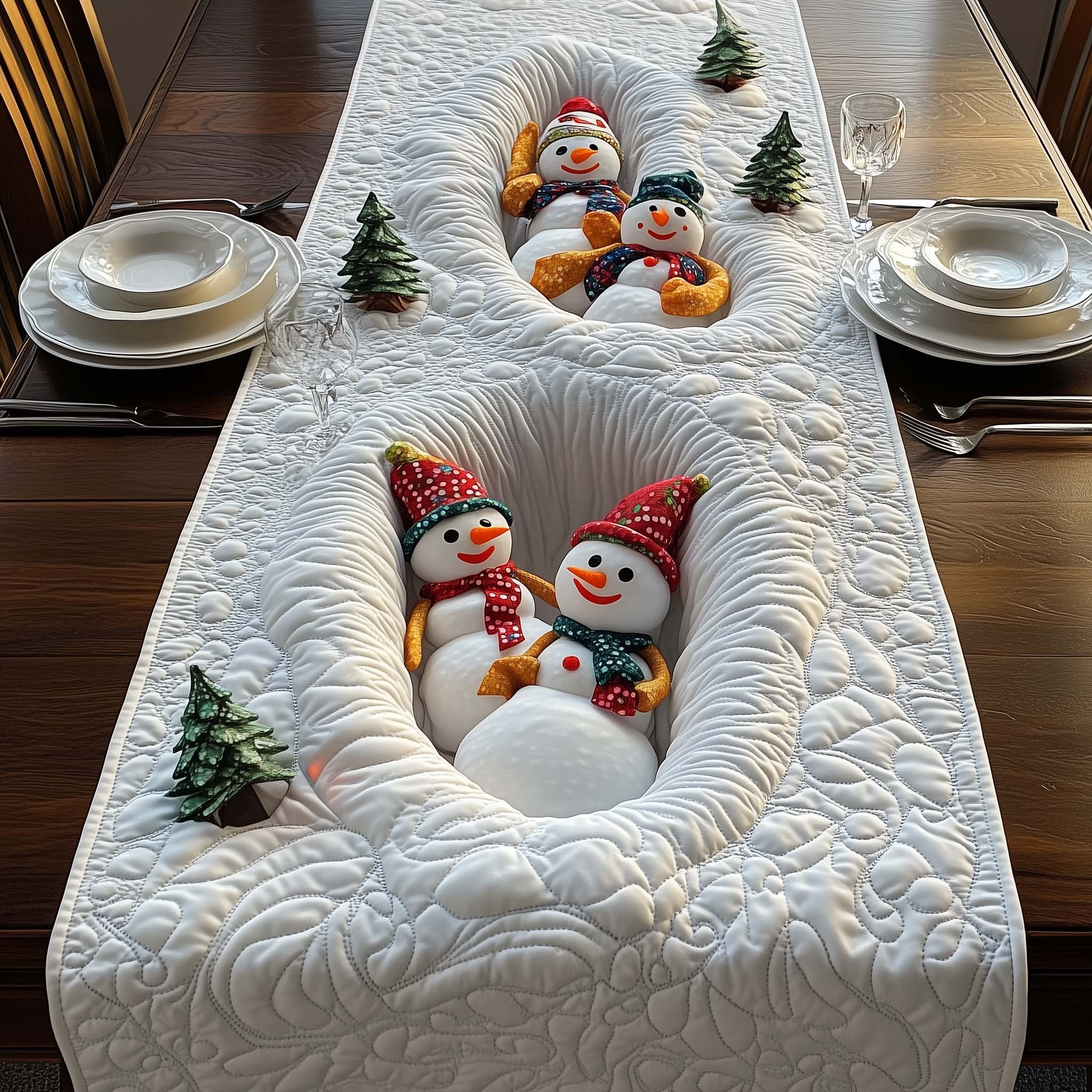 Snowman Pairs Quilted Table Runner, Easter Table Runner, Spring Table Runner, Mother's Day Gifts