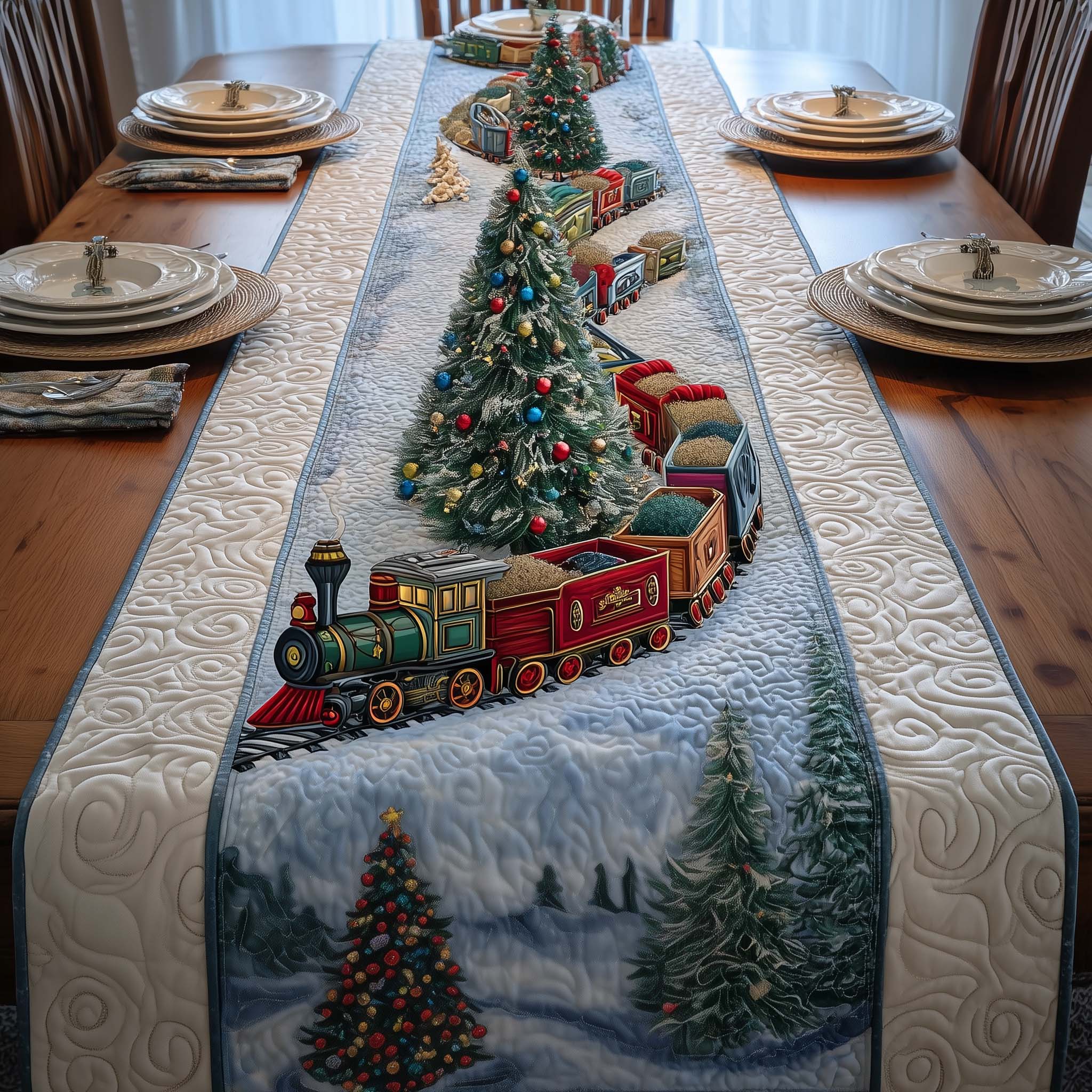 Christmas Train Quilted Table Runner, Easter Table Runner, Spring Table Runner, Mother's Day Gifts
