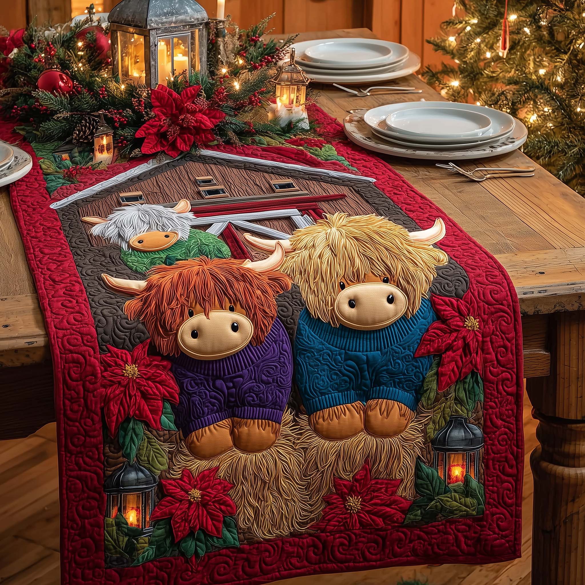 Sweater Cows Quilted Table Runner, Easter Table Runner, Spring Table Runner, Mother's Day Gifts