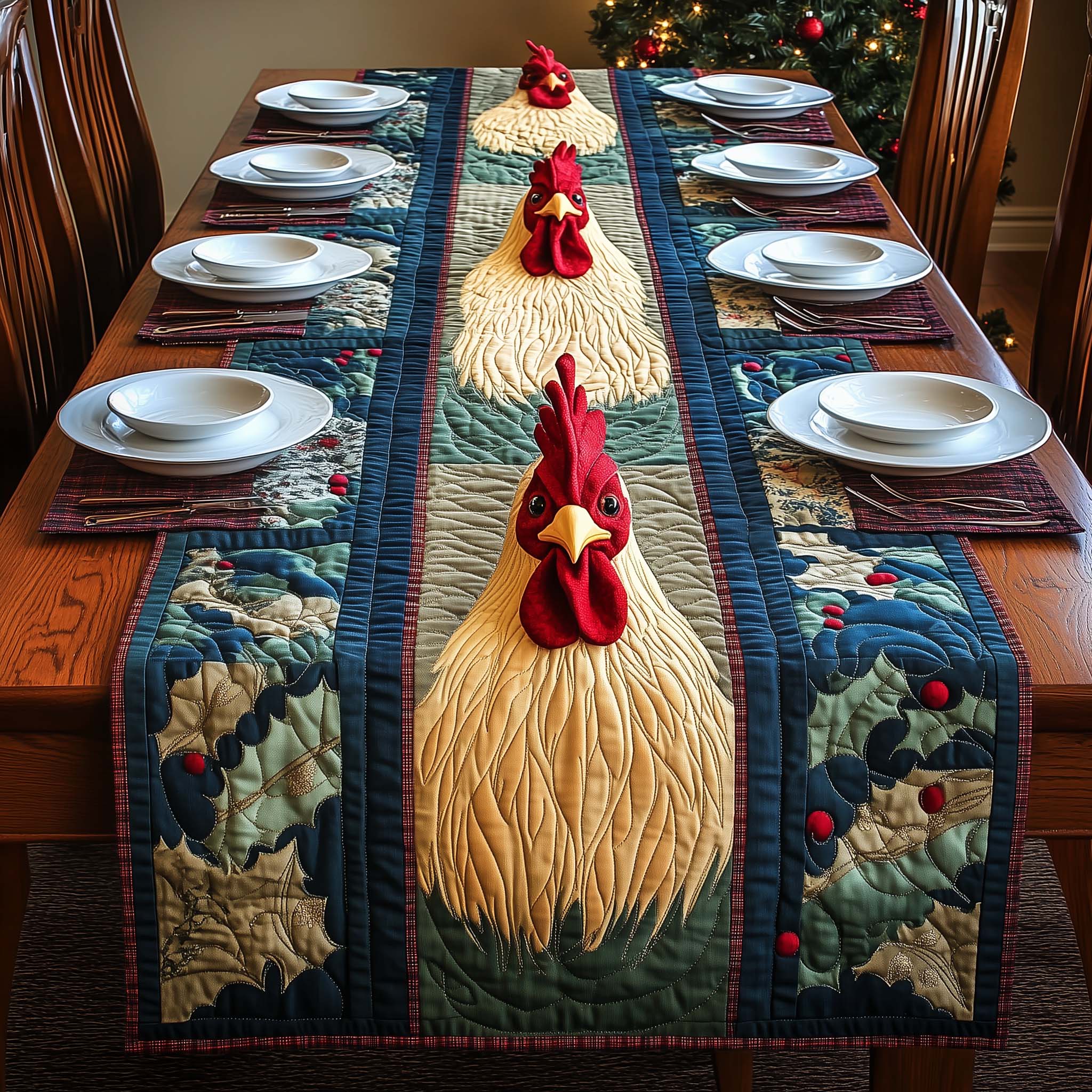 Crest Rooster Quilted Table Runner, Easter Table Runner, Spring Table Runner, Mother's Day Gifts