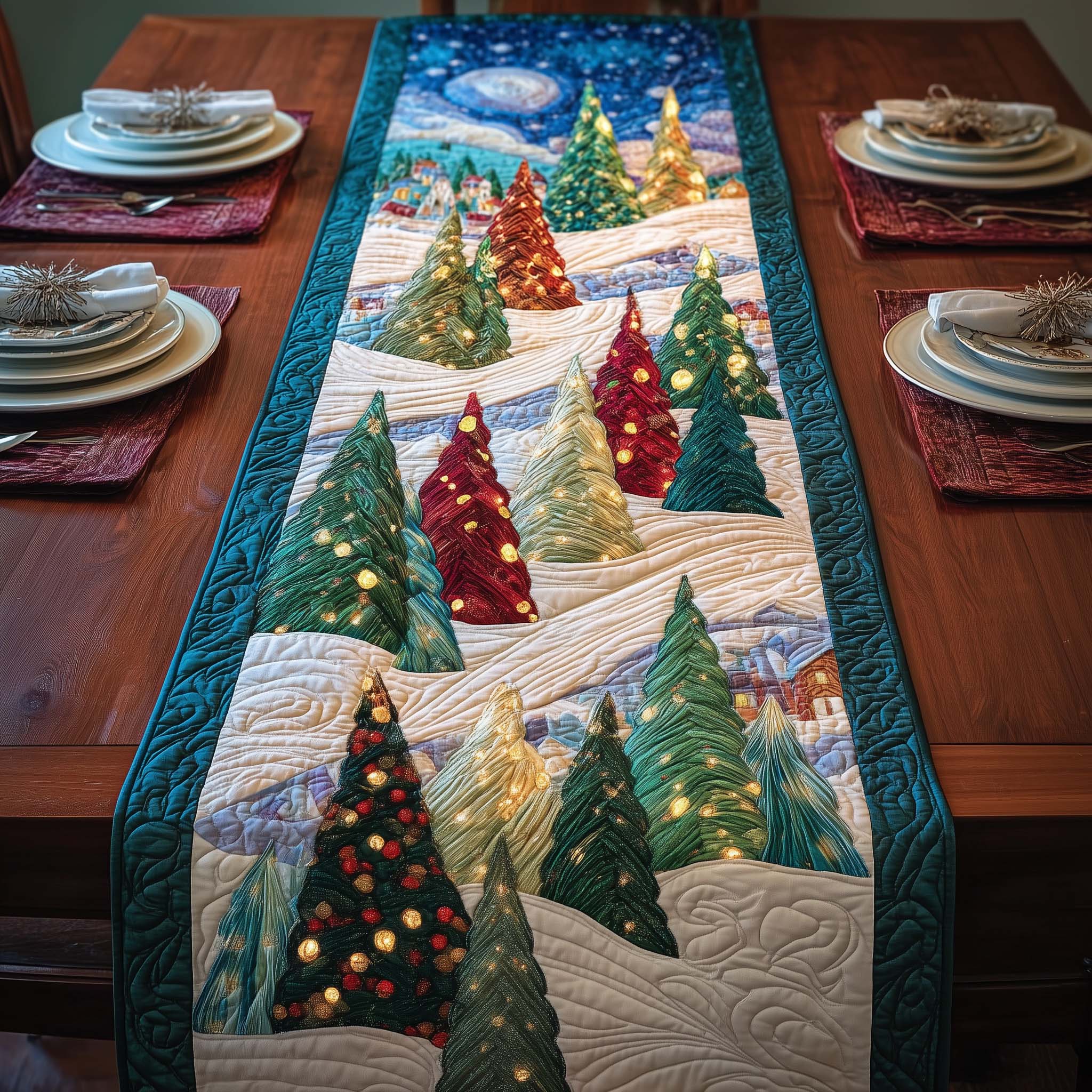 Twinkle Forest Quilted Table Runner, Easter Table Runner, Spring Table Runner, Mother's Day Gifts