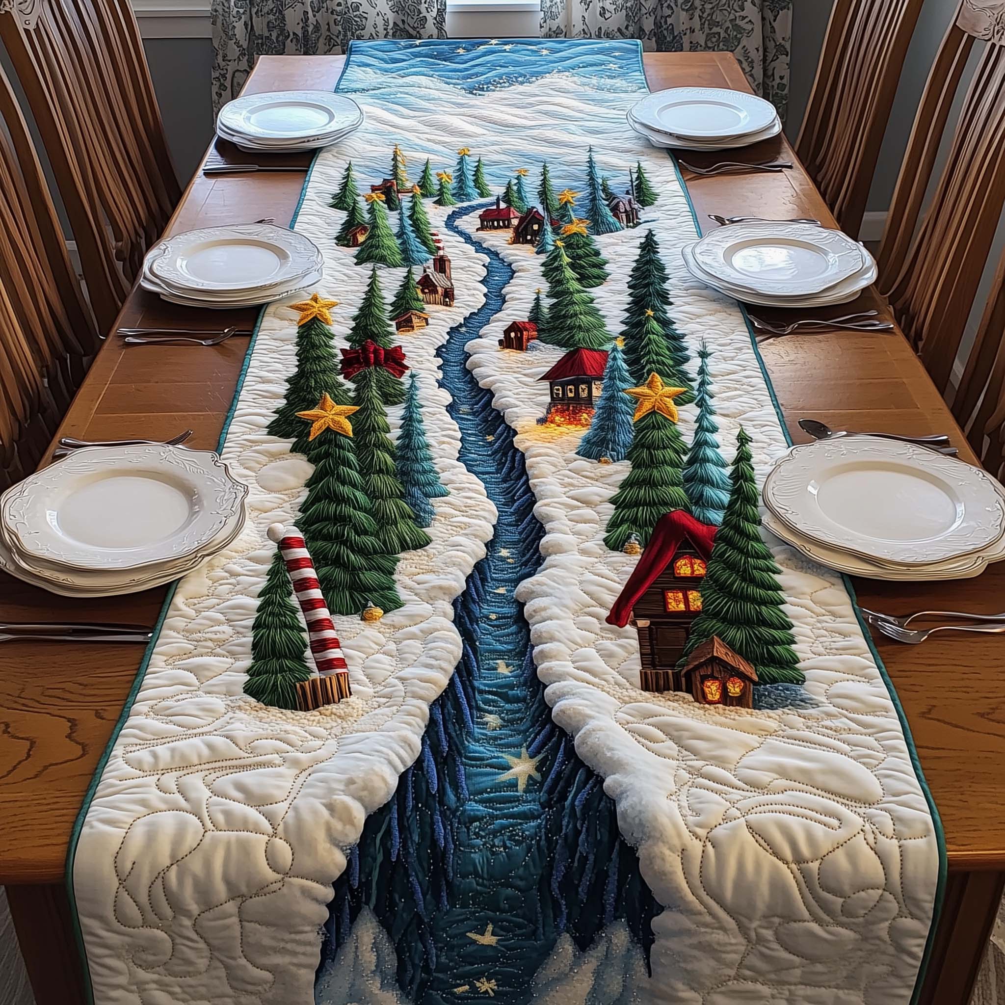 Snowy River Quilted Table Runner, Easter Table Runner, Spring Table Runner, Mother's Day Gifts
