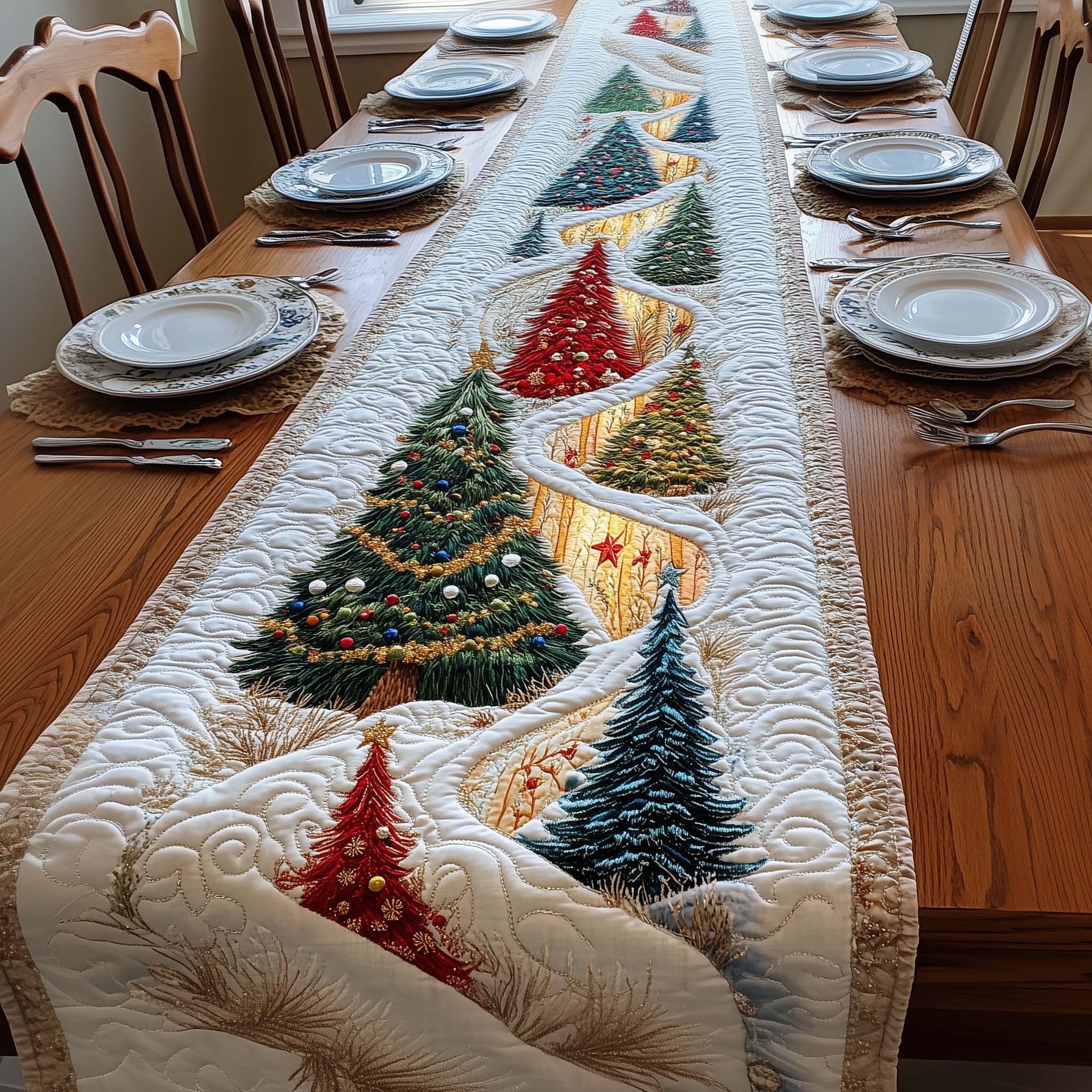 Shimmer Trail Quilted Table Runner, Easter Table Runner, Spring Table Runner, Mother's Day Gifts