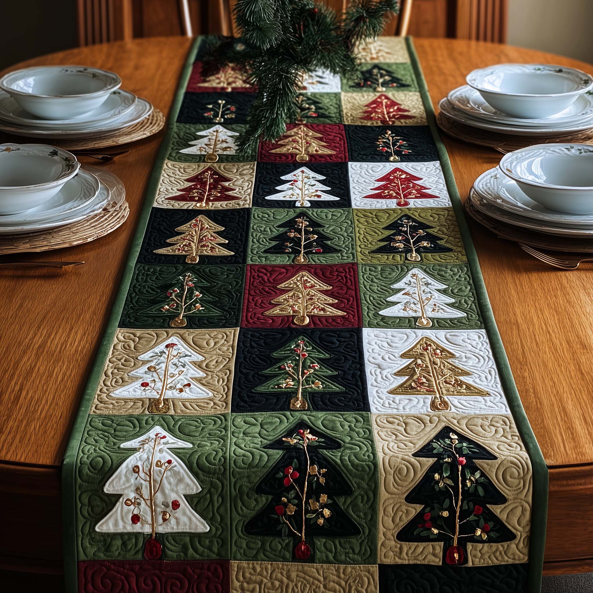 Patch Pines Quilted Table Runner, Easter Table Runner, Spring Table Runner, Mother's Day Gifts