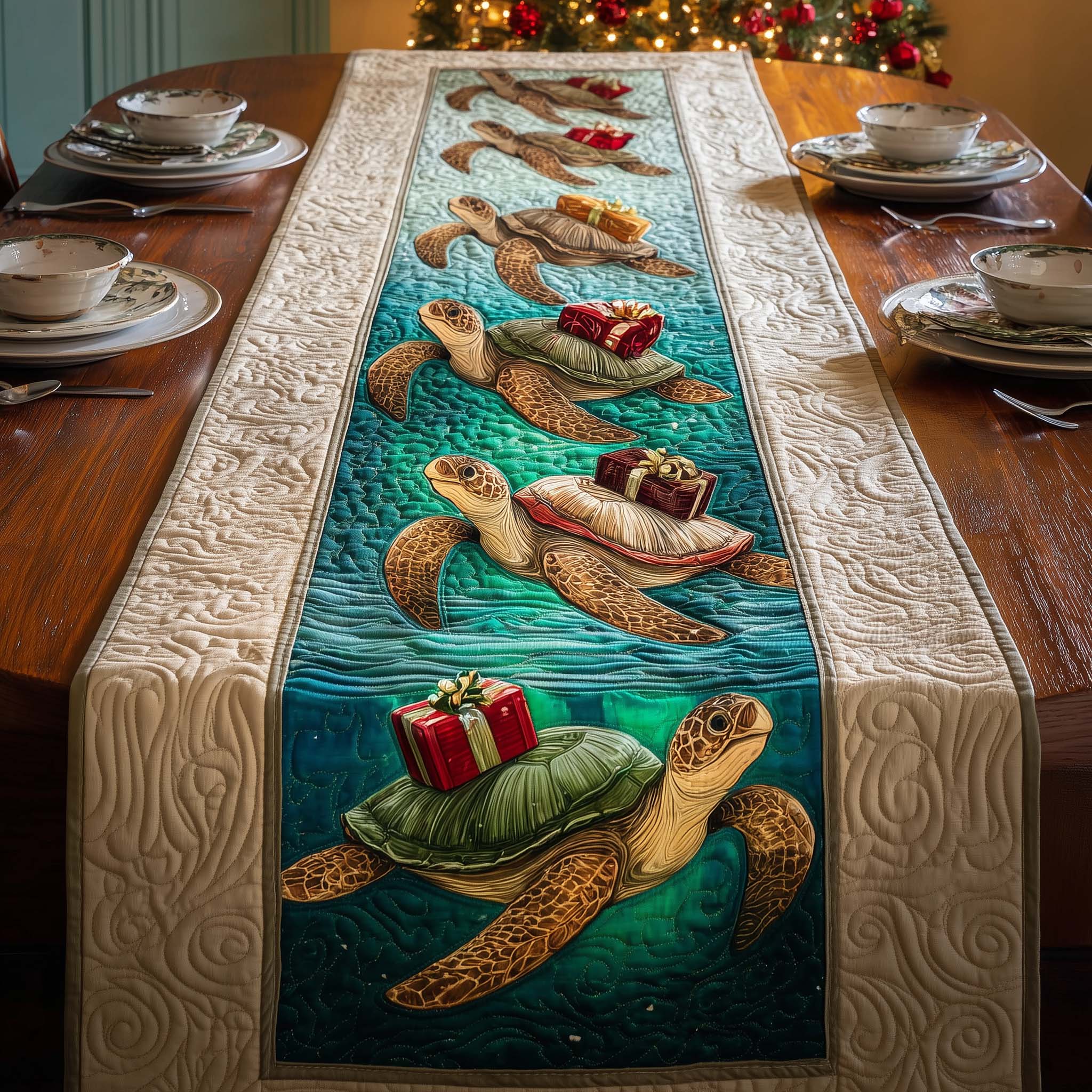 Present Trail Quilted Table Runner, Easter Table Runner, Spring Table Runner, Mother's Day Gifts
