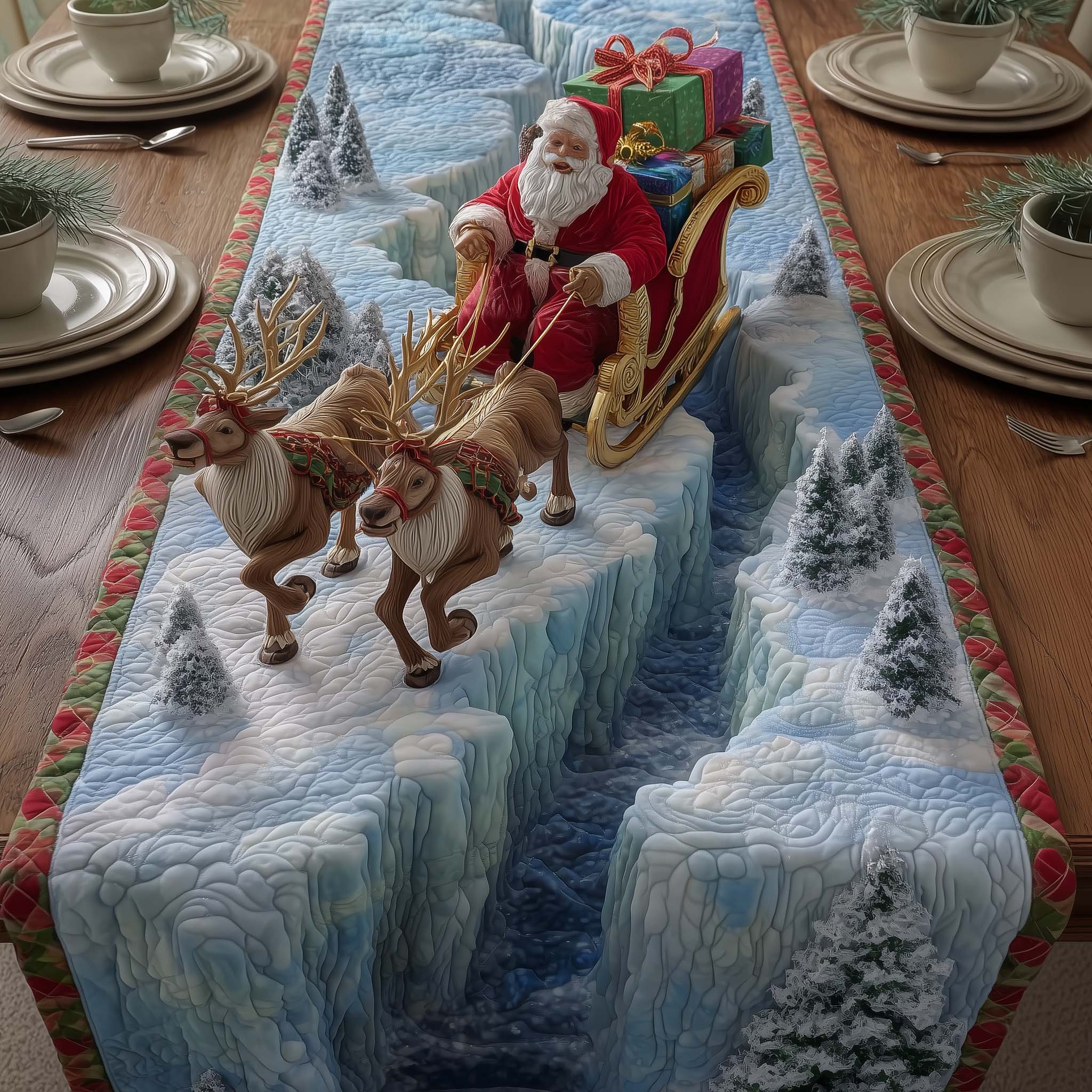 Glacier Rift Quilted Table Runner, Easter Table Runner, Spring Table Runner, Mother's Day Gifts