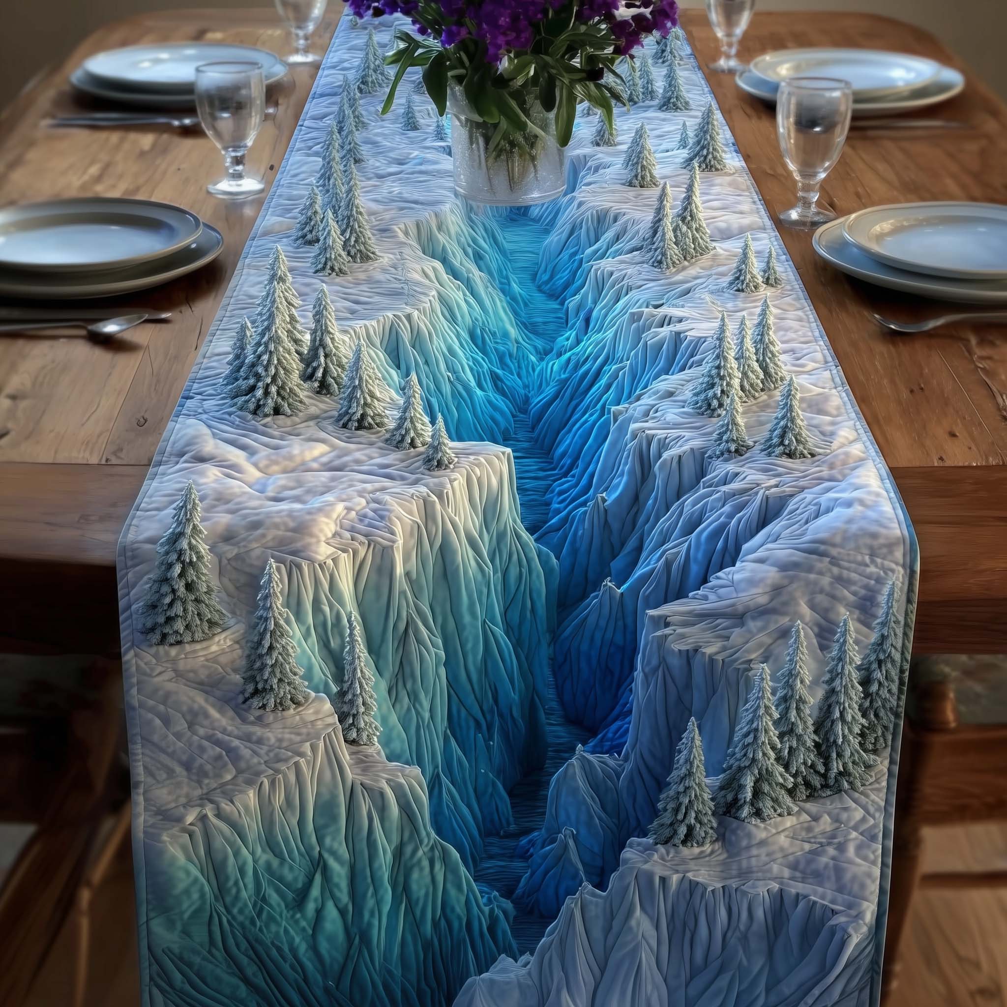 Cozy Pines Quilted Table Runner, Easter Table Runner, Spring Table Runner, Mother's Day Gifts