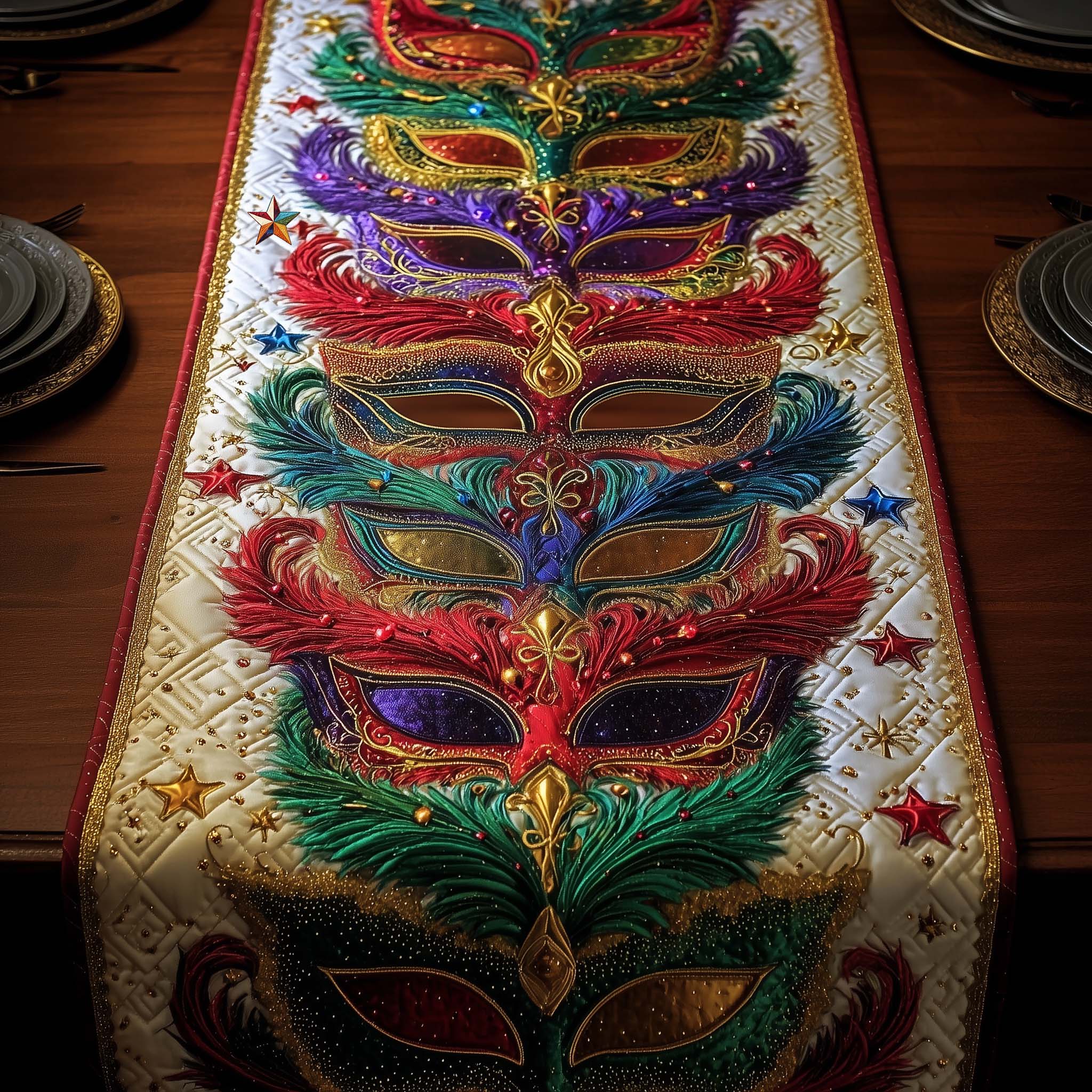 Mardi Gras Quilted Table Runner, Easter Table Runner, Spring Table Runner, Mother's Day Gifts
