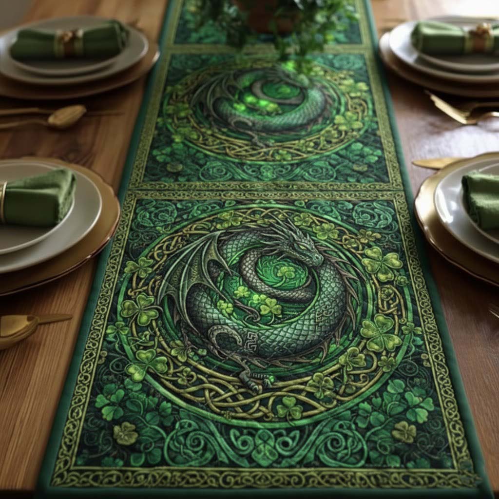 Celtic Dragon Quilted Table Runner, Easter Table Runner, Spring Table Runner, Mother's Day Gifts