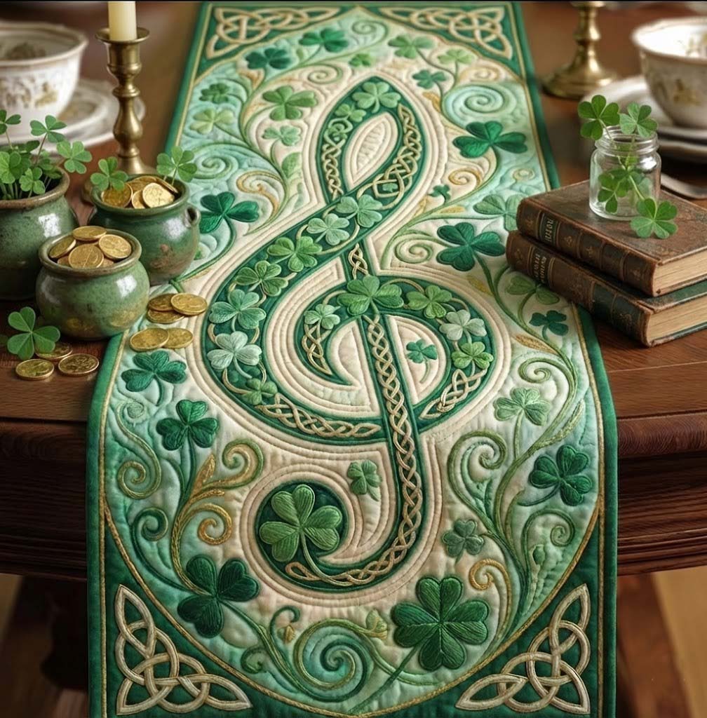 Celtic Rhythm Quilted Table Runner, Easter Table Runner, Spring Table Runner, Mother's Day Gifts