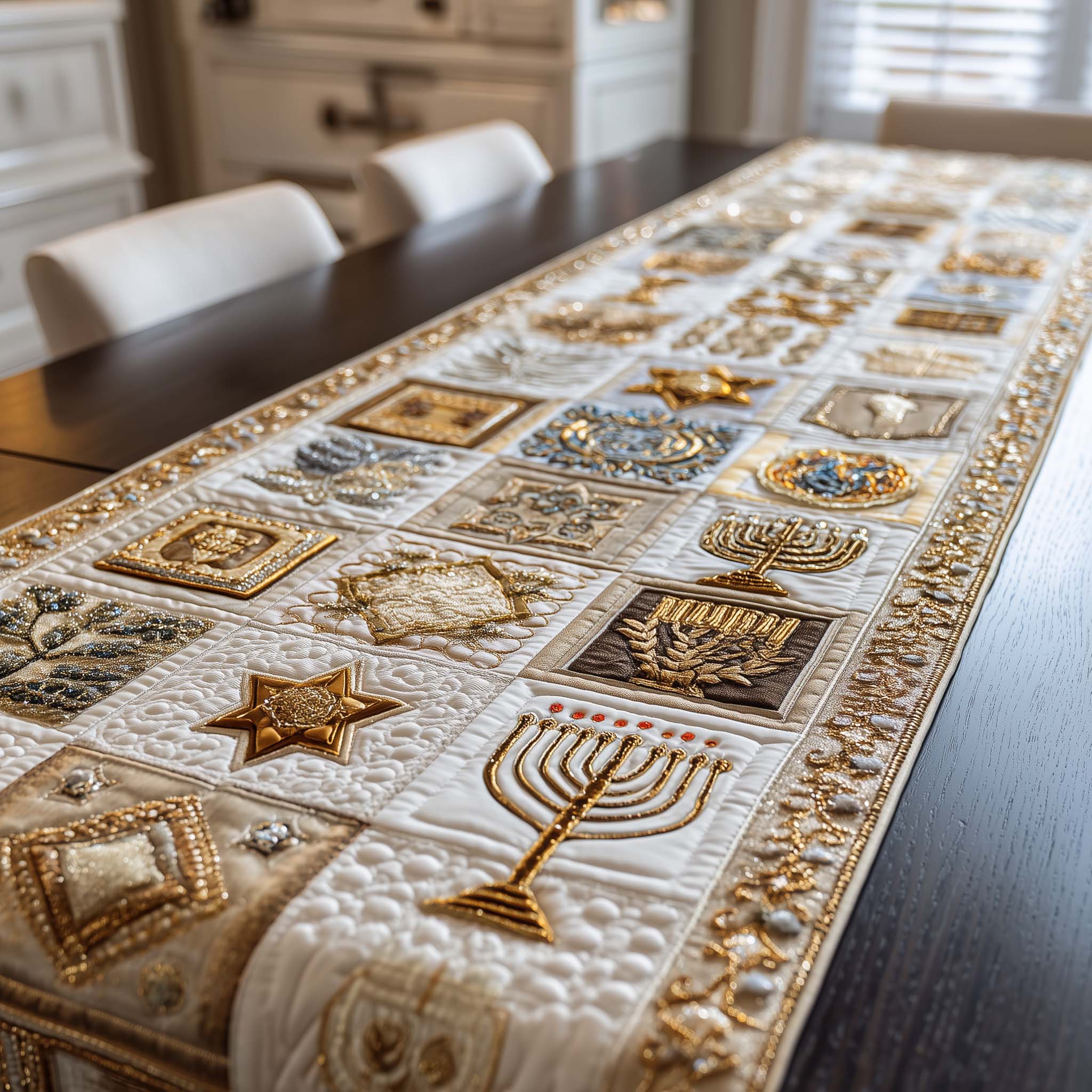 Hanukkah Patchwork Quilted Table Runner, Easter Table Runner, Spring Table Runner, Mother's Day Gifts