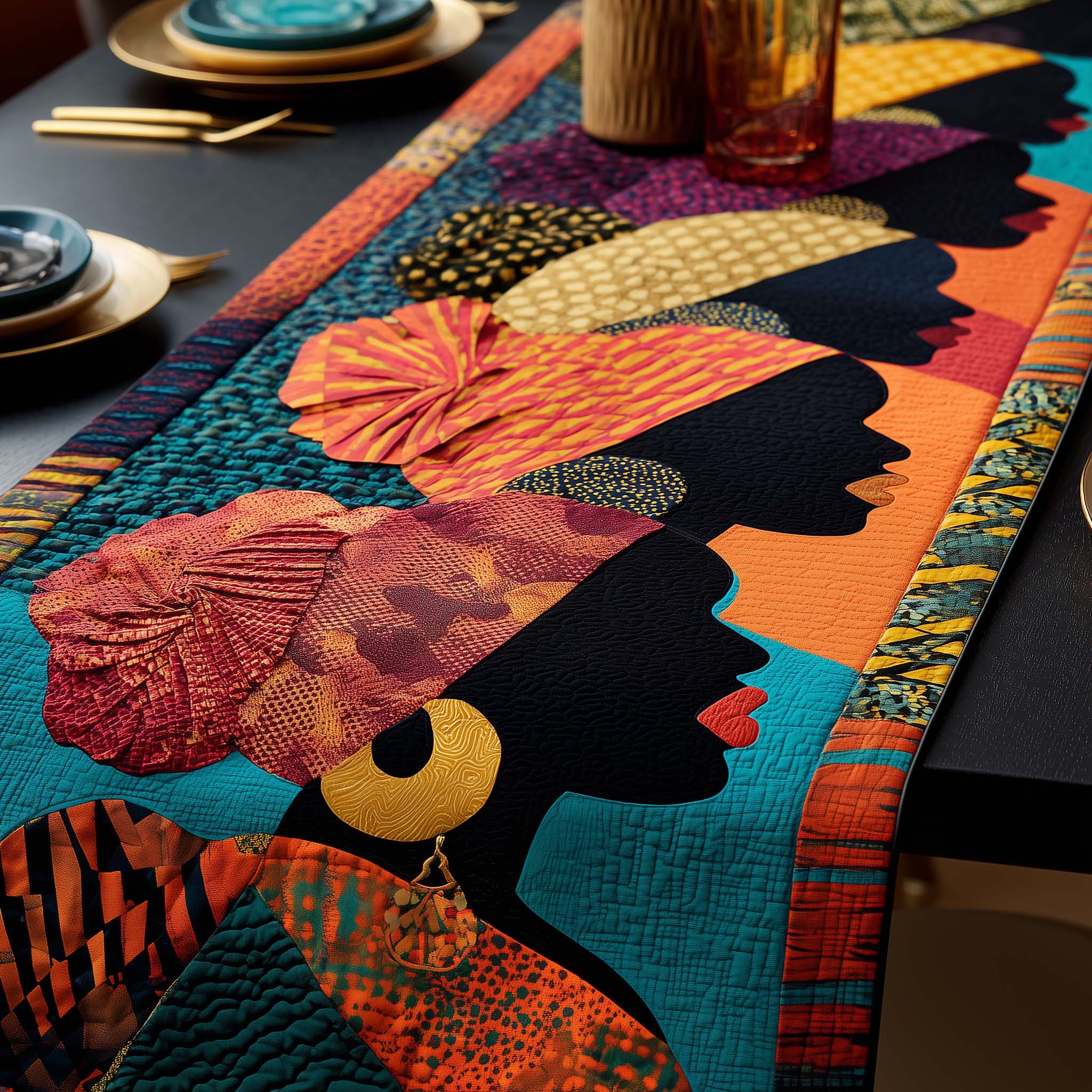 Melanin Queens Quilted Table Runner, Easter Table Runner, Spring Table Runner, Mother's Day Gifts