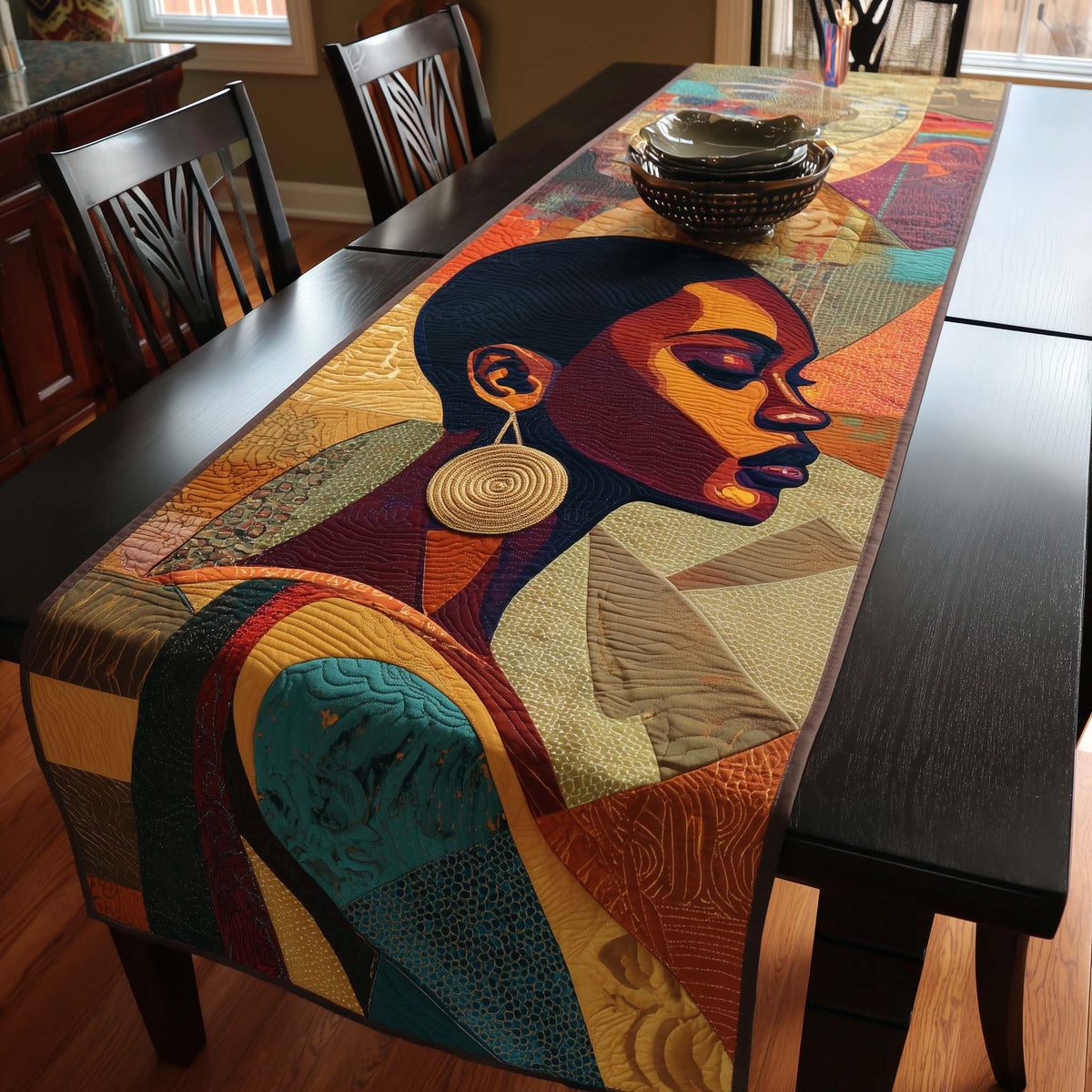 Melanin Queen Quilted Table Runner, Easter Table Runner, Spring Table Runner, Mother's Day Gifts