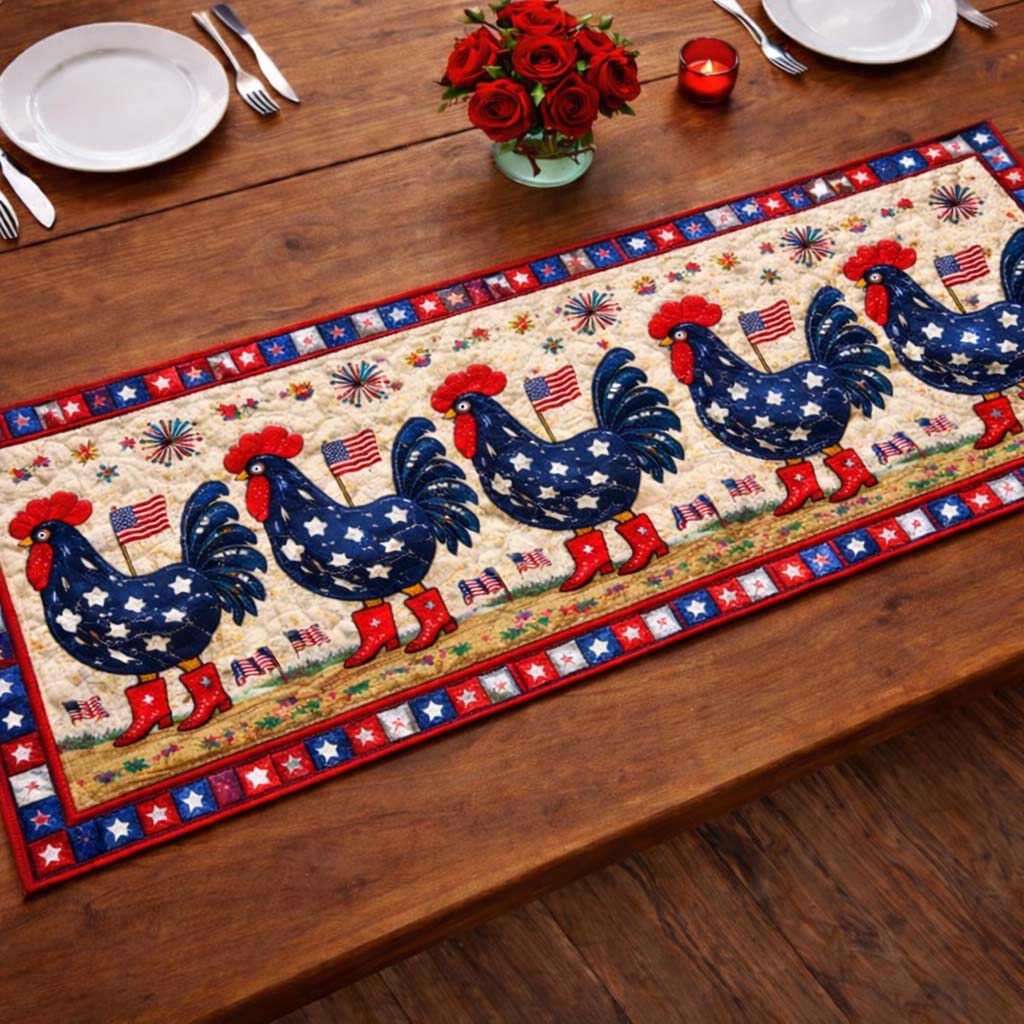 Liberty Cluck Quilted Table Runner, Easter Table Runner, Spring Table Runner, Mother's Day Gifts