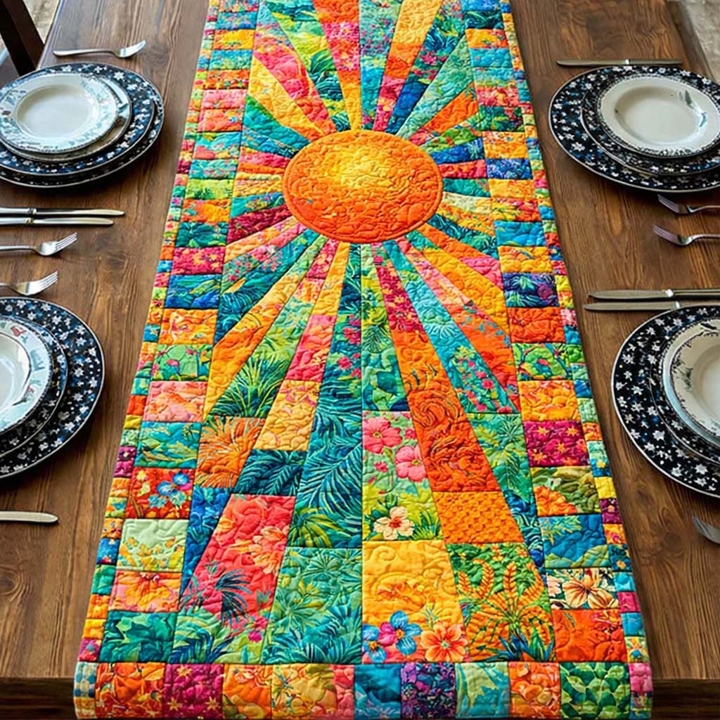 Tropical Sunshine Quilted Table Runner, Easter Table Runner, Spring Table Runner, Mother's Day Gifts