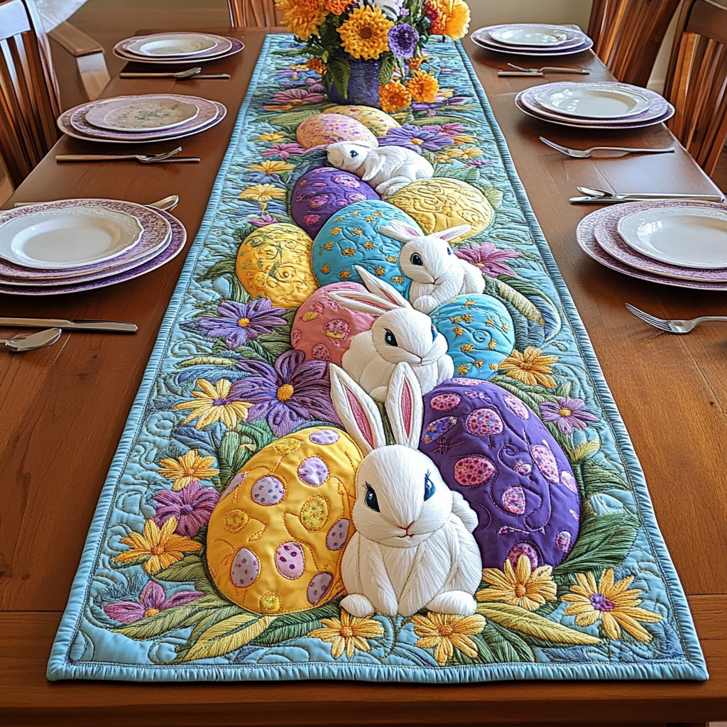 Easter Bunnies Quilted Table Runner, Easter Table Runner, Spring Table Runner, Mother's Day Gifts