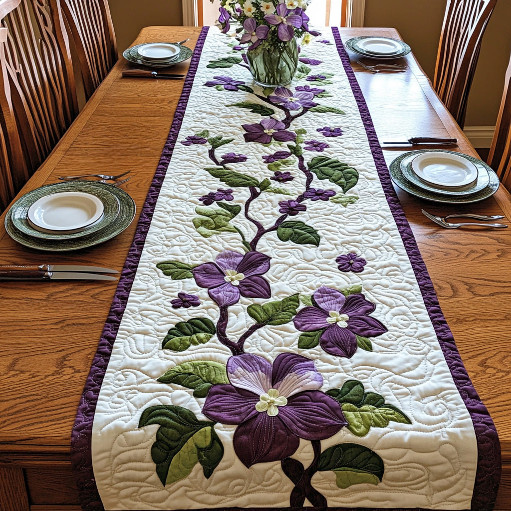 Purple Dogwood Quilted Table Runner, Easter Table Runner, Spring Table Runner, Mother's Day Gifts
