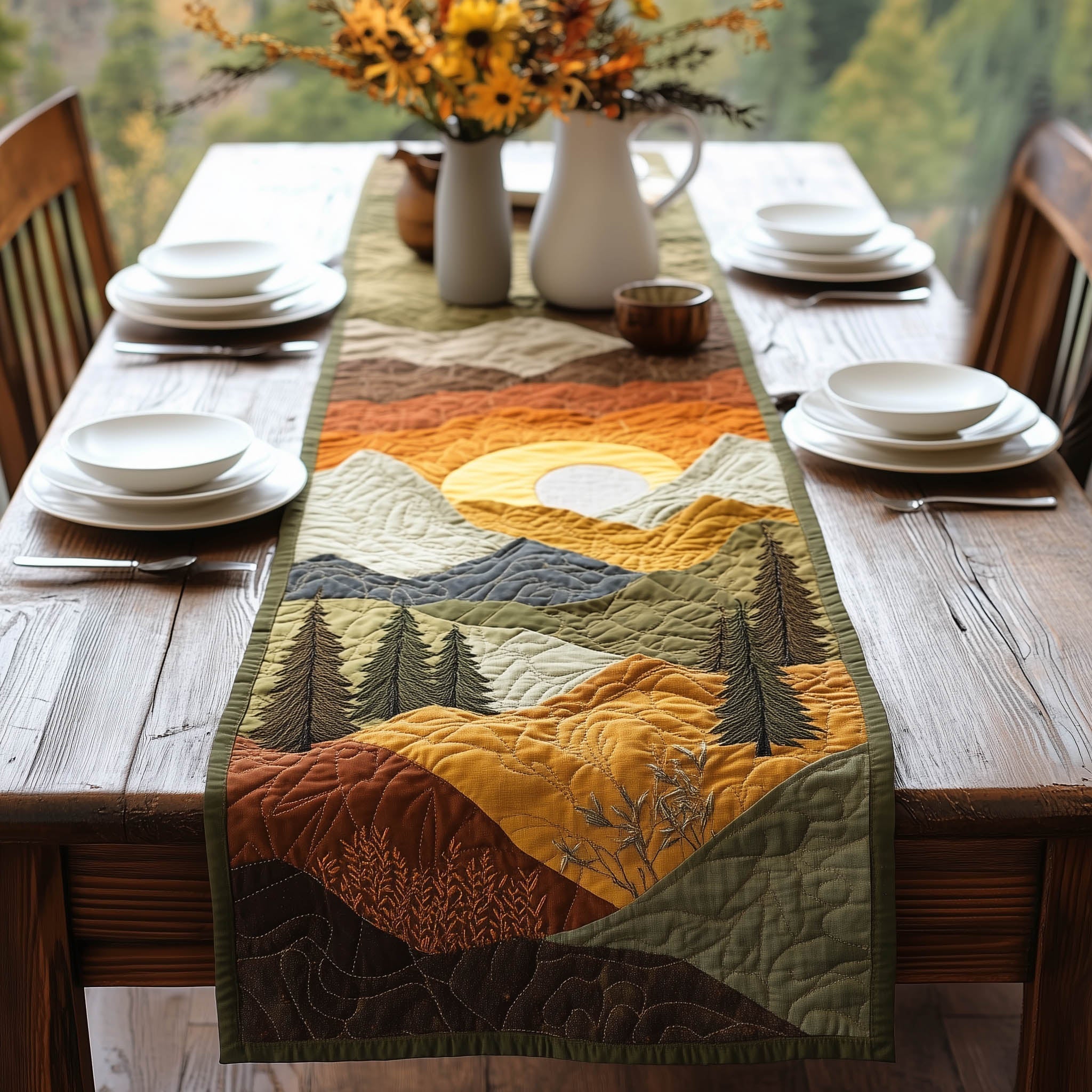 Mountain Life Quilted Table Runner, Easter Table Runner, Spring Table Runner, Mother's Day Gifts