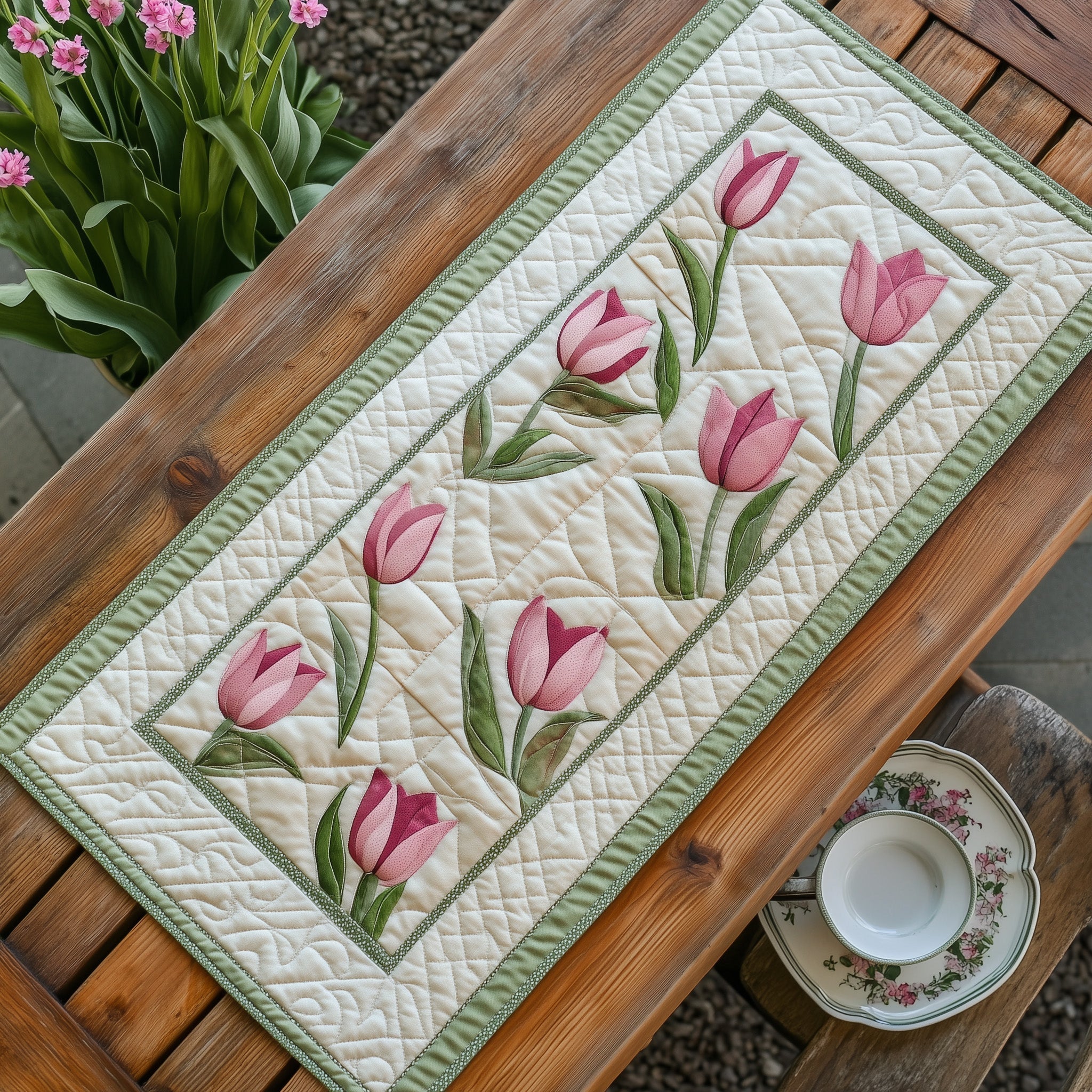 Scent of Spring Quilted Table Runner, Easter Table Runner, Spring Table Runner, Mother's Day Gifts