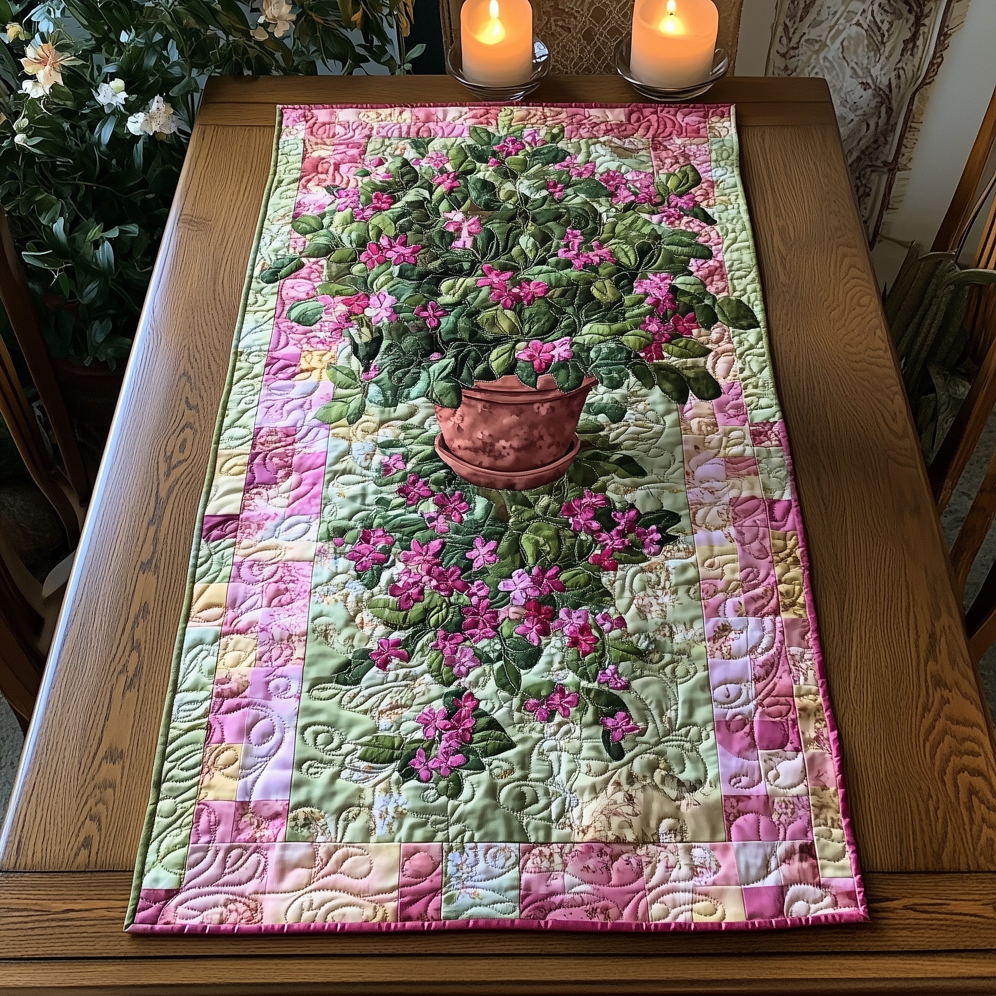 Honeysuckle of June Quilted Table Runner, Easter Table Runner, Spring Table Runner, Mother's Day Gifts