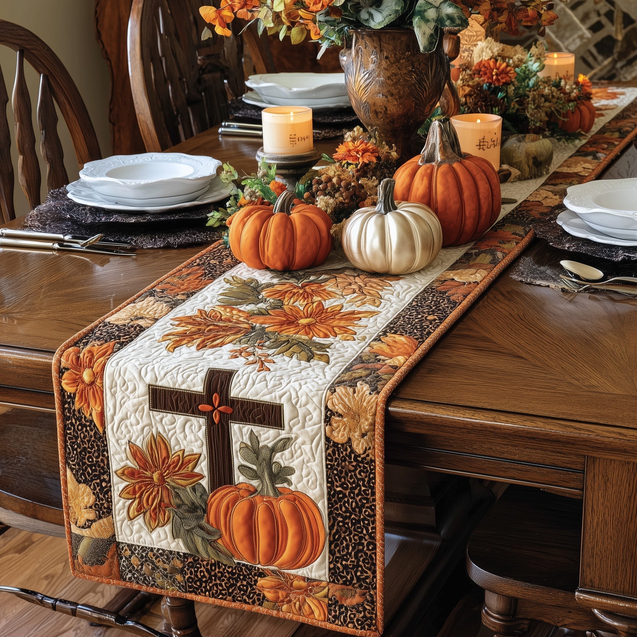 Fall For Jesus Quilted Table Runner, Easter Table Runner, Spring Table Runner, Mother's Day Gifts