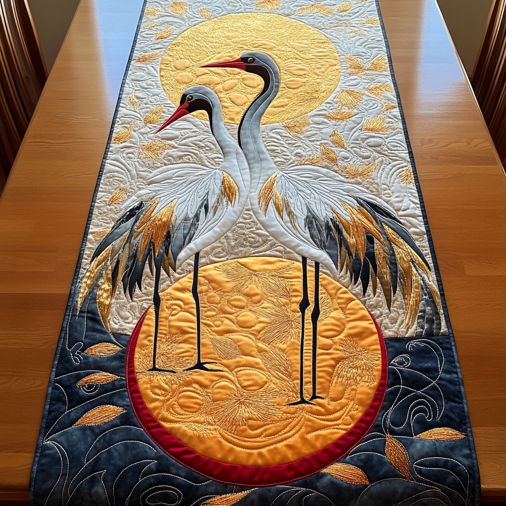 Crane Couple Quilted Table Runner, Easter Table Runner, Spring Table Runner, Mother's Day Gifts