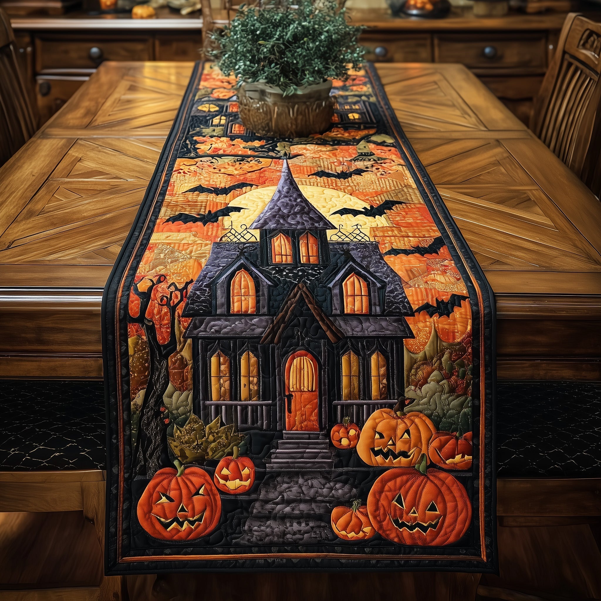Ghostly Nights Quilted Table Runner, Easter Table Runner, Spring Table Runner, Mother's Day Gifts