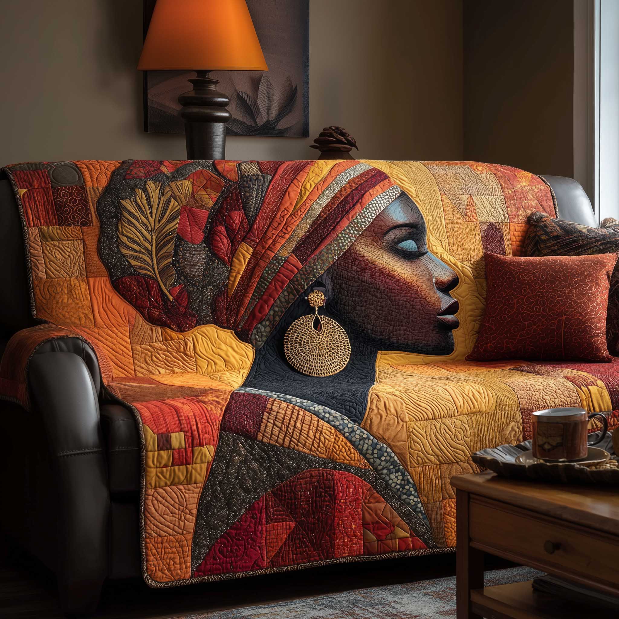 Heritage Glow Quilted Sofa Cover Fall Halloween Decor For Sofa Couch