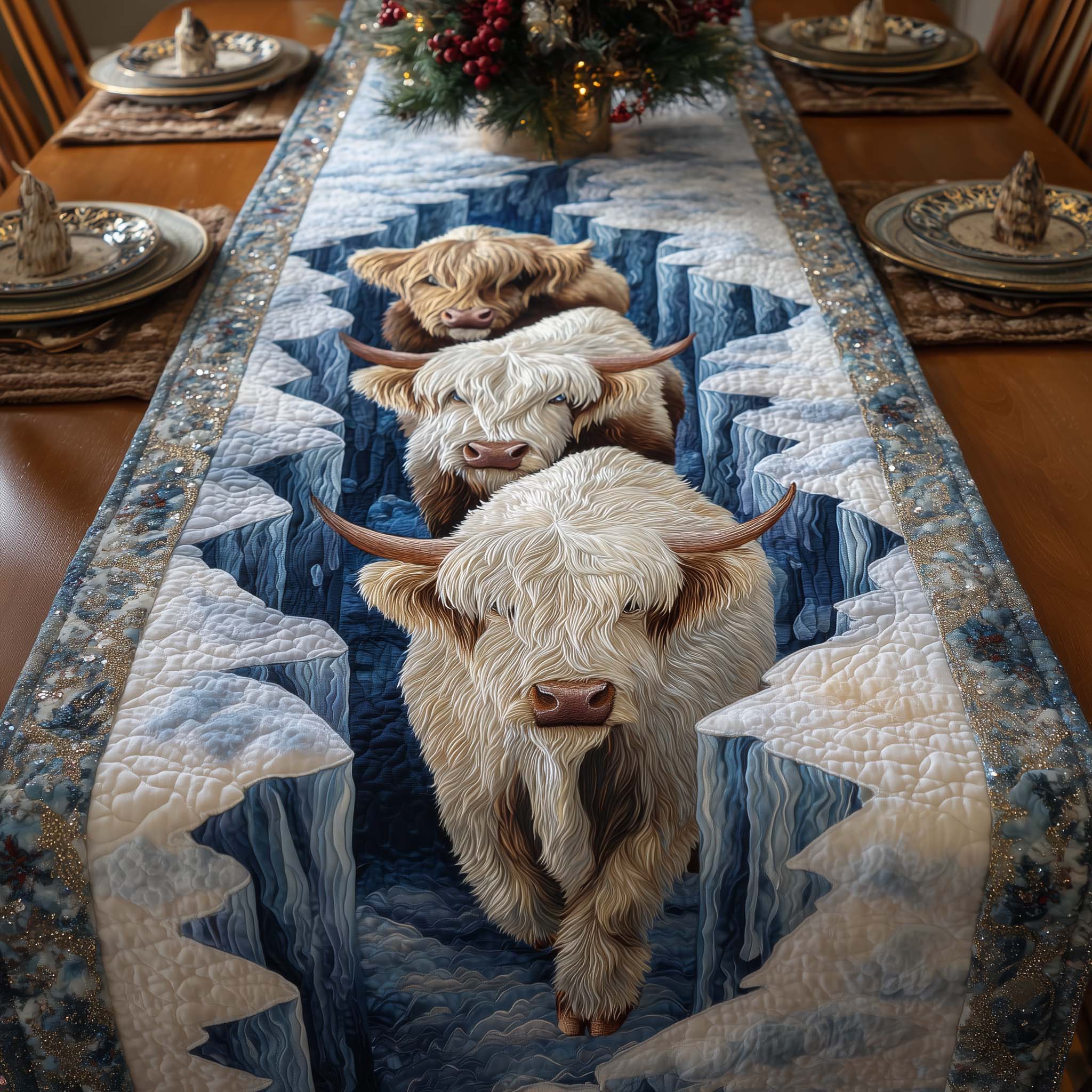 Holiday Farmstead Quilted Table Runner, Easter Table Runner, Spring Table Runner, Mother's Day Gifts