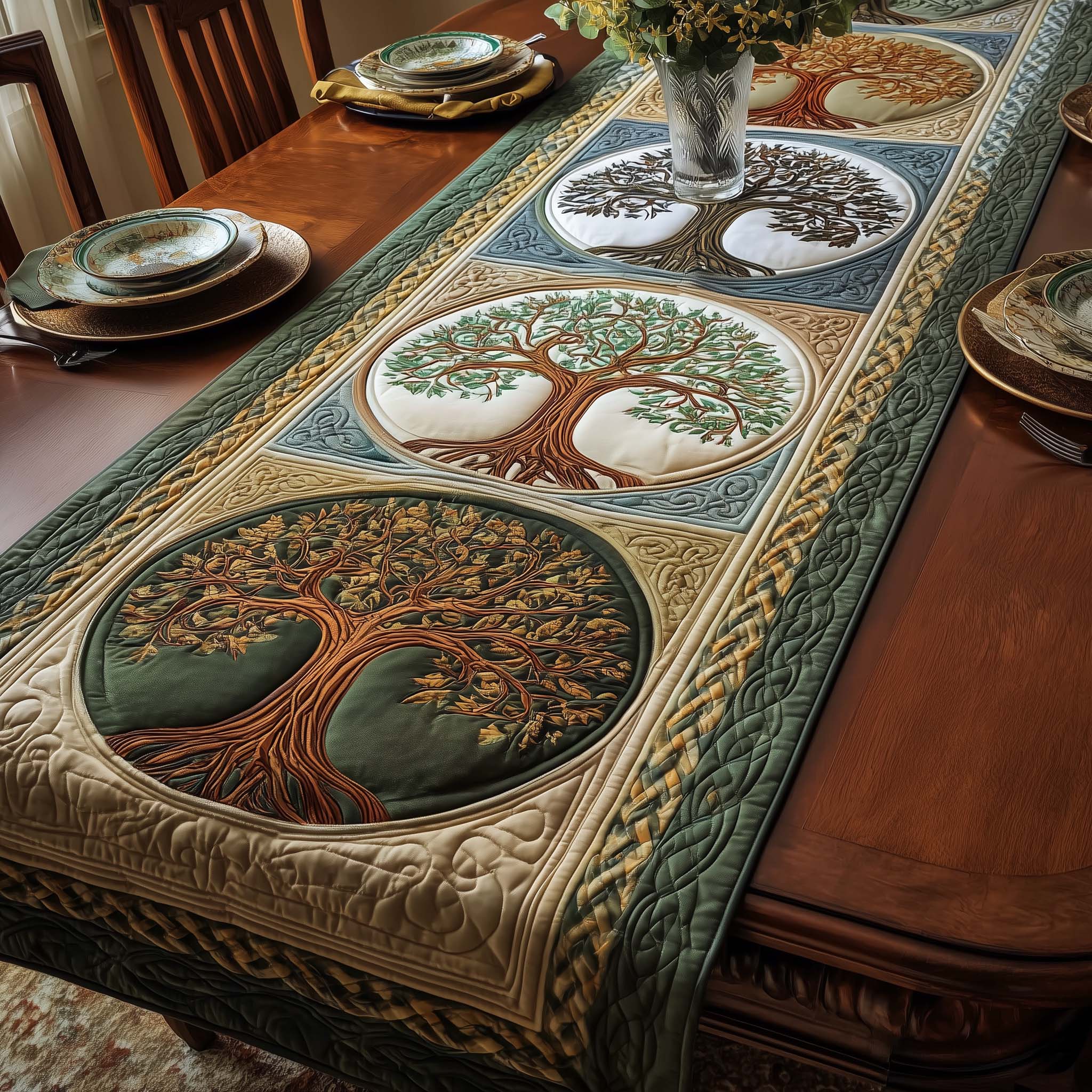 Celtic Roots Quilted Table Runner, Easter Table Runner, Spring Table Runner, Mother's Day Gifts