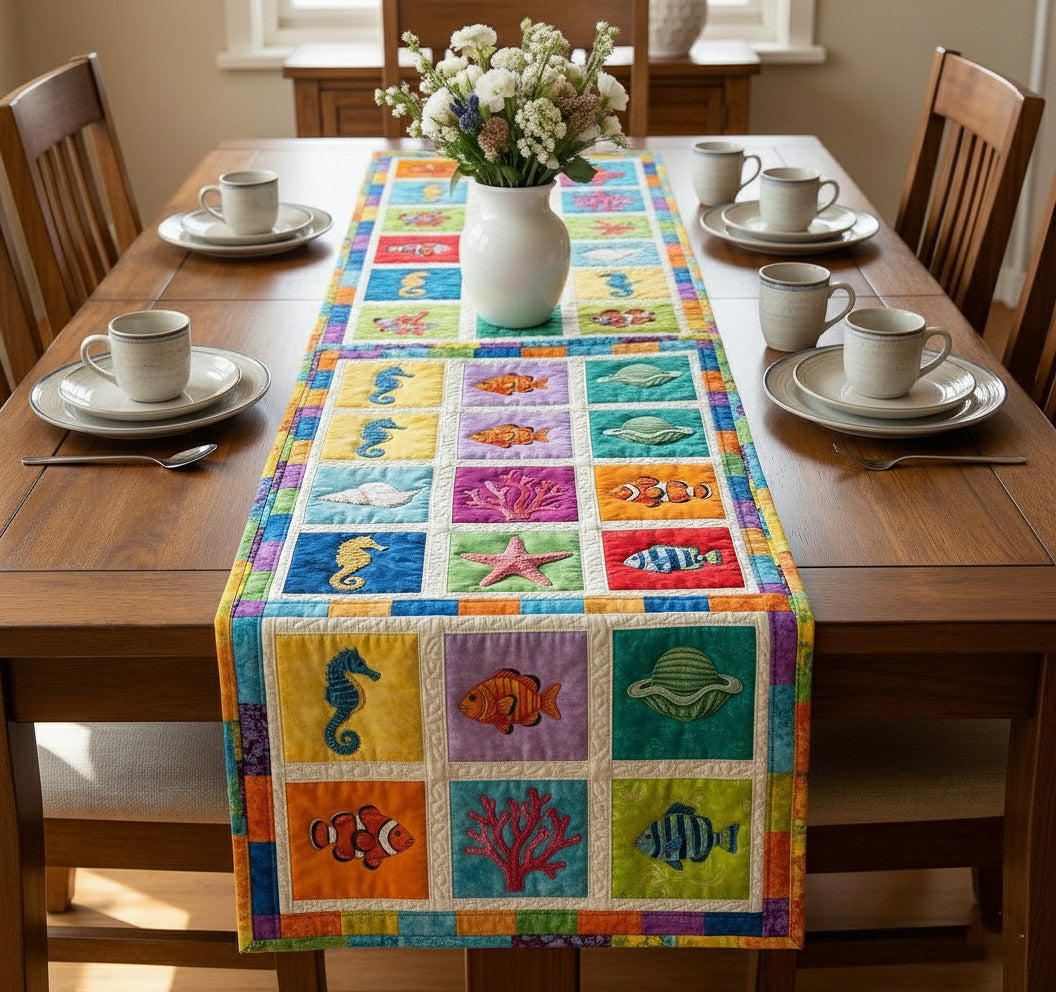 Marine Calm Quilted Table Runner, Easter Table Runner, Spring Table Runner, Mother's Day Gifts