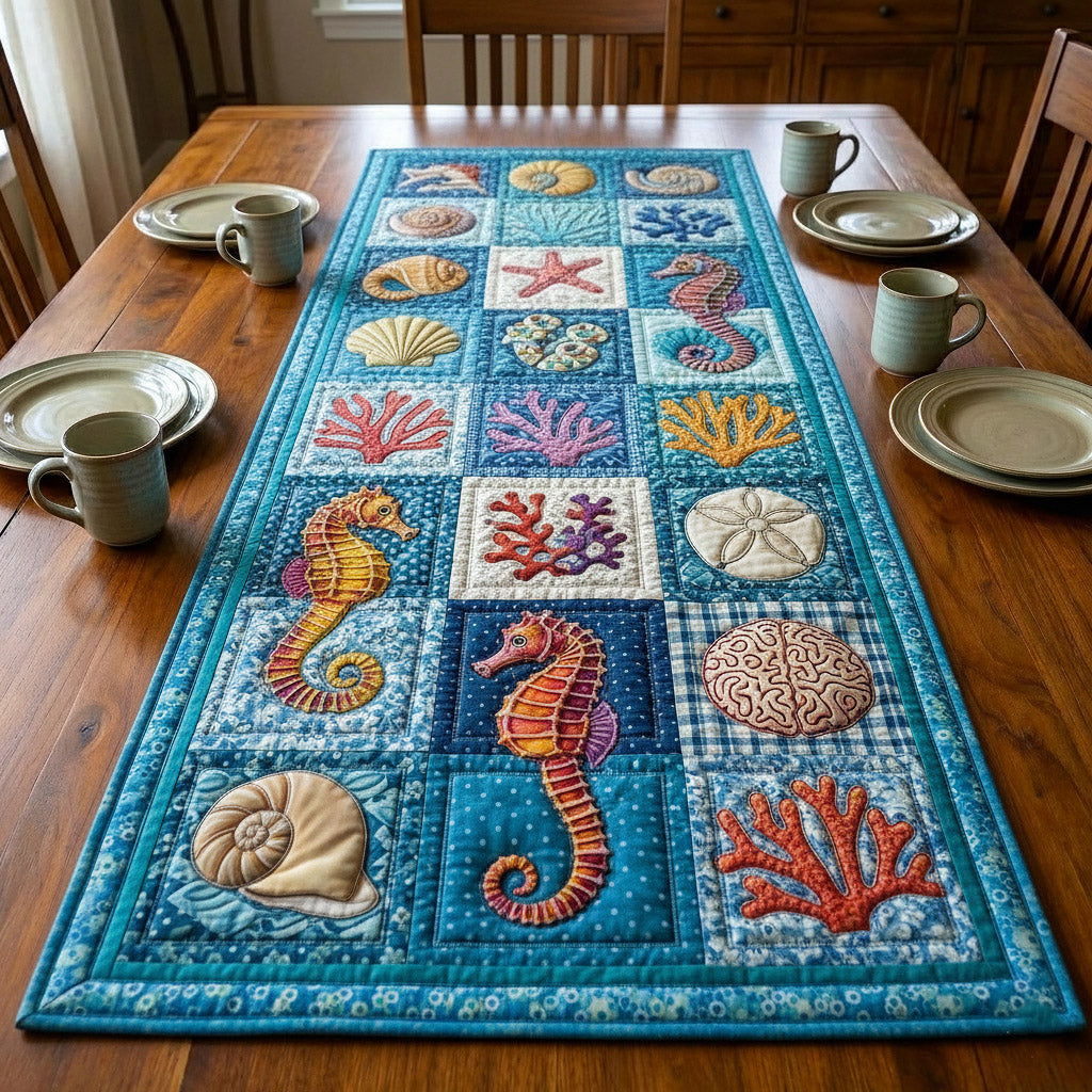 Marine Calm Quilted Table Runner, Easter Table Runner, Spring Table Runner, Mother's Day Gifts