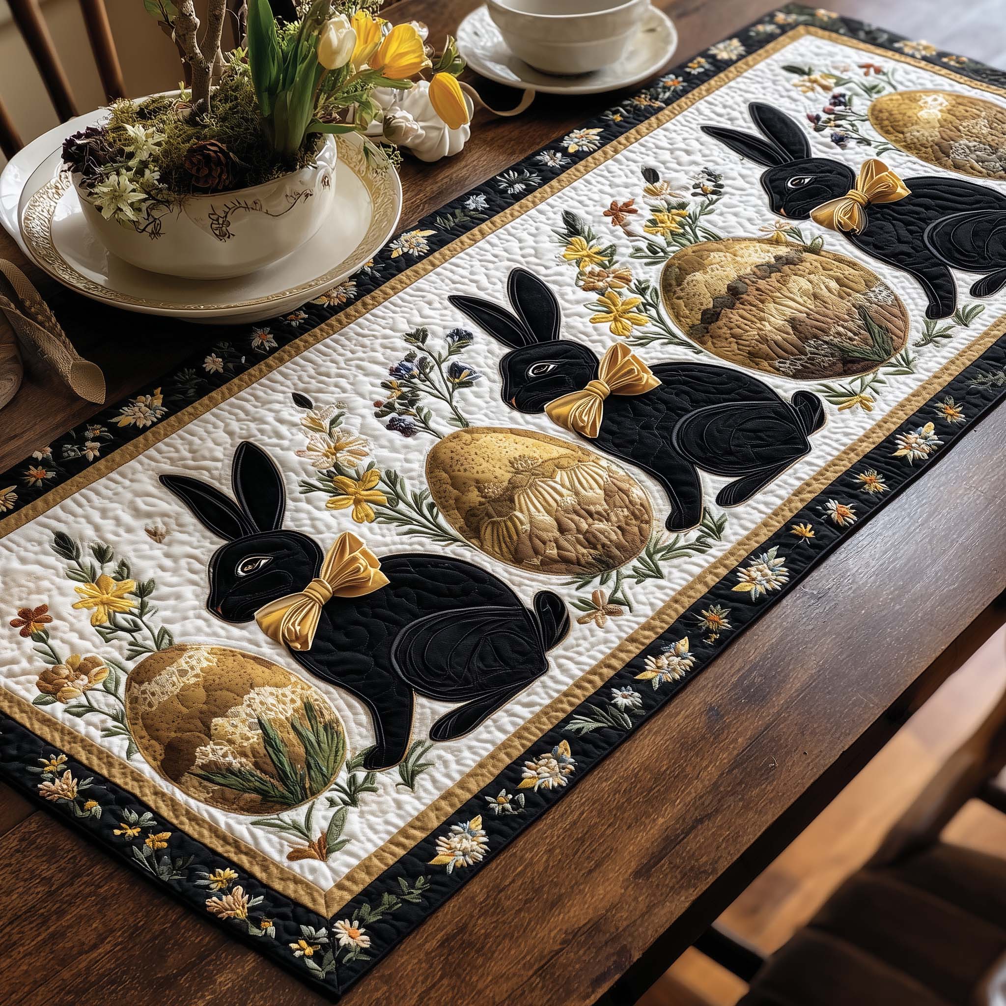 Spring Hopper Quilted Table Runner, Easter Table Runner, Spring Table Runner, Mother's Day Gifts