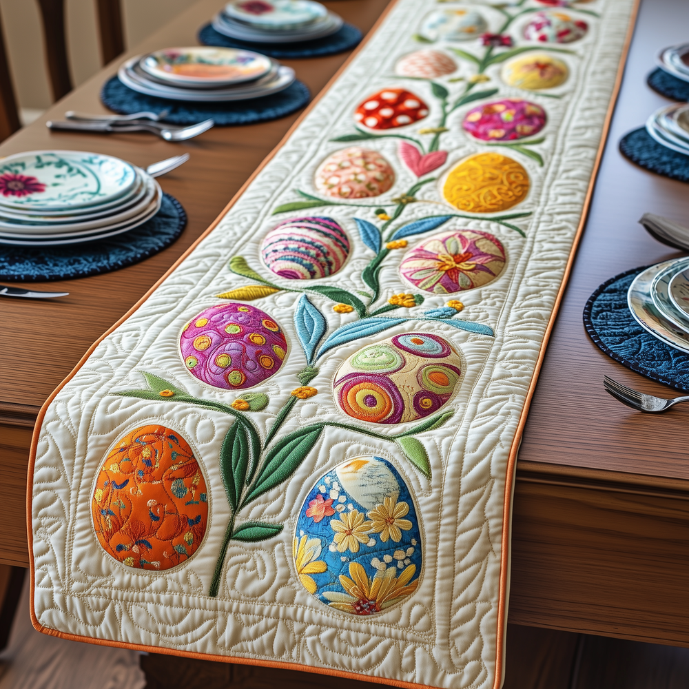 Joyful Easter Egg Pathway Quilted Table Runner, Easter Table Runner, Spring Table Runner, Mother's Day Gifts