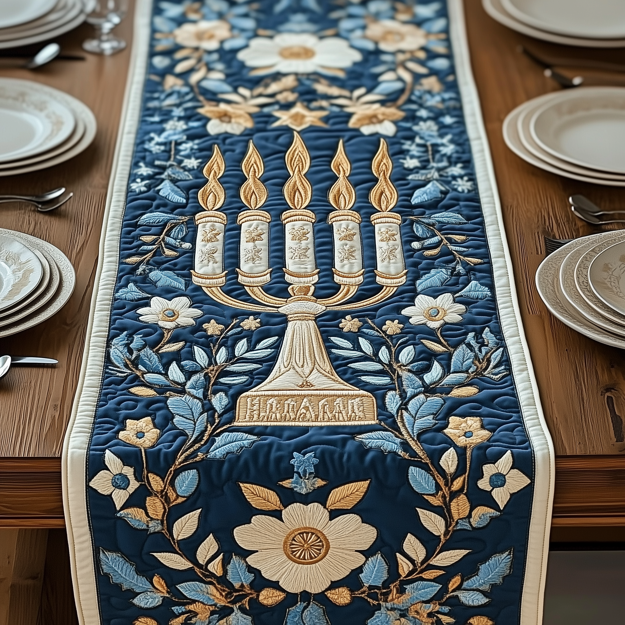 Jewish Hanukkah Quilted Table Runner, Easter Table Runner, Spring Table Runner, Mother's Day Gifts