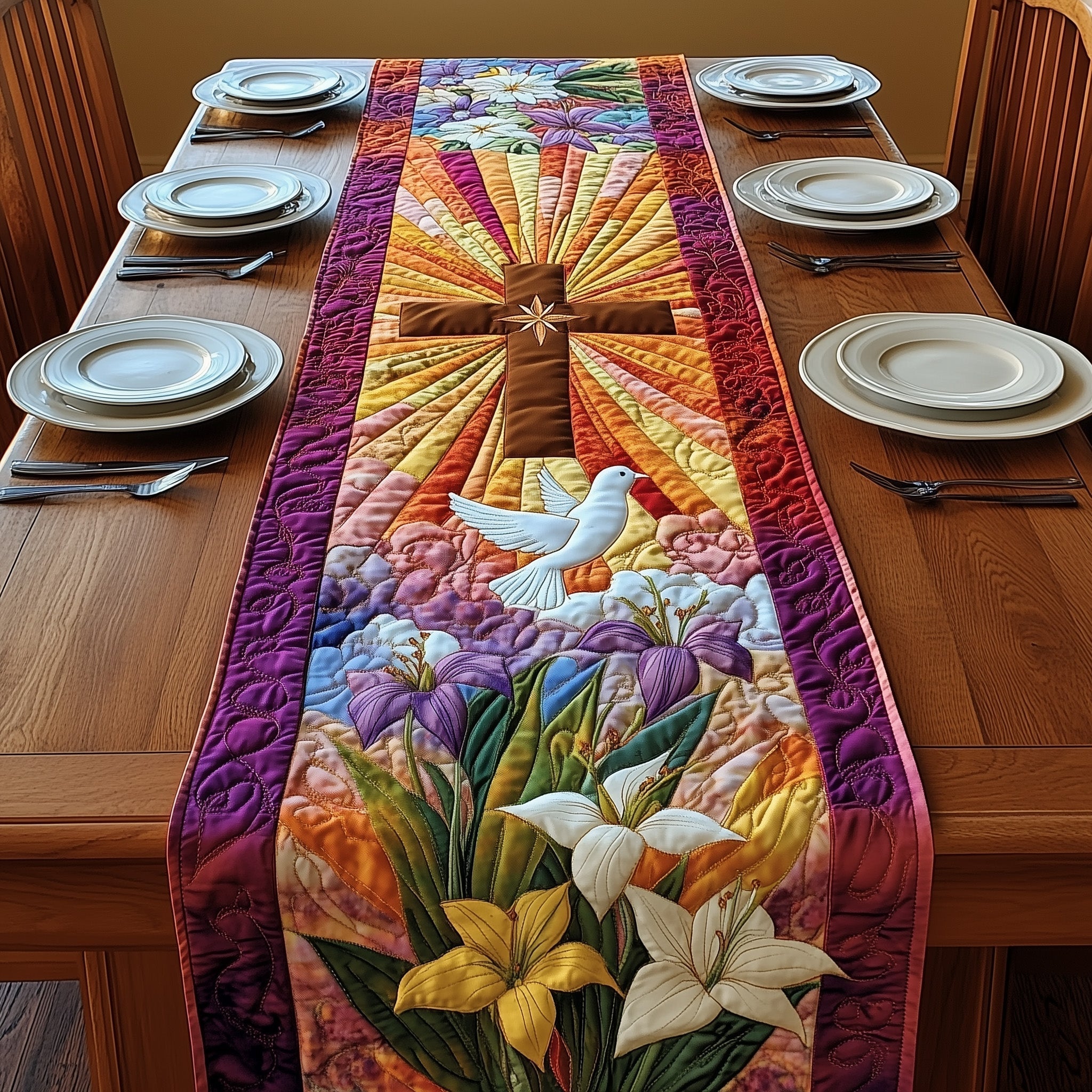 Easter Blessings Quilted Table Runner, Easter Table Runner, Spring Table Runner, Mother's Day Gifts