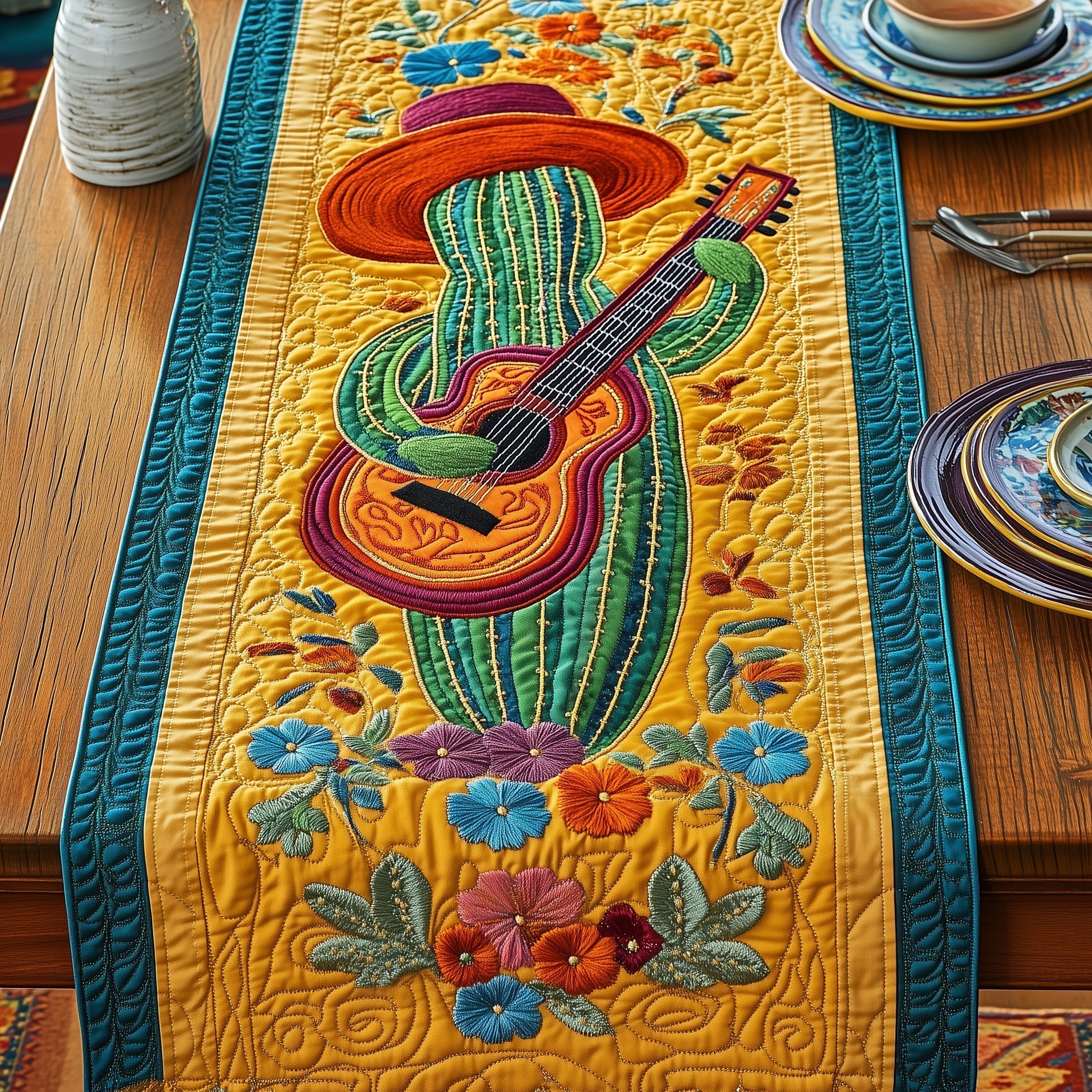 Cinco De Mayo Quilted Table Runner, Easter Table Runner, Spring Table Runner, Mother's Day Gifts