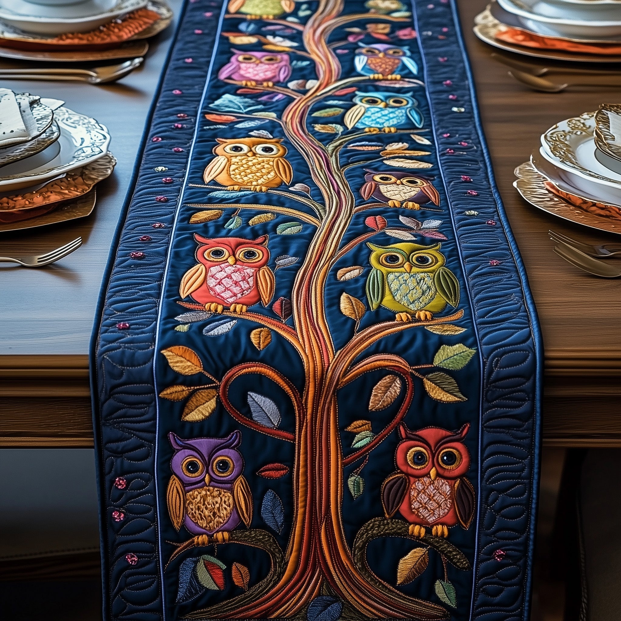 Guardian of the Forest Quilted Table Runner, Easter Table Runner, Spring Table Runner, Mother's Day Gifts