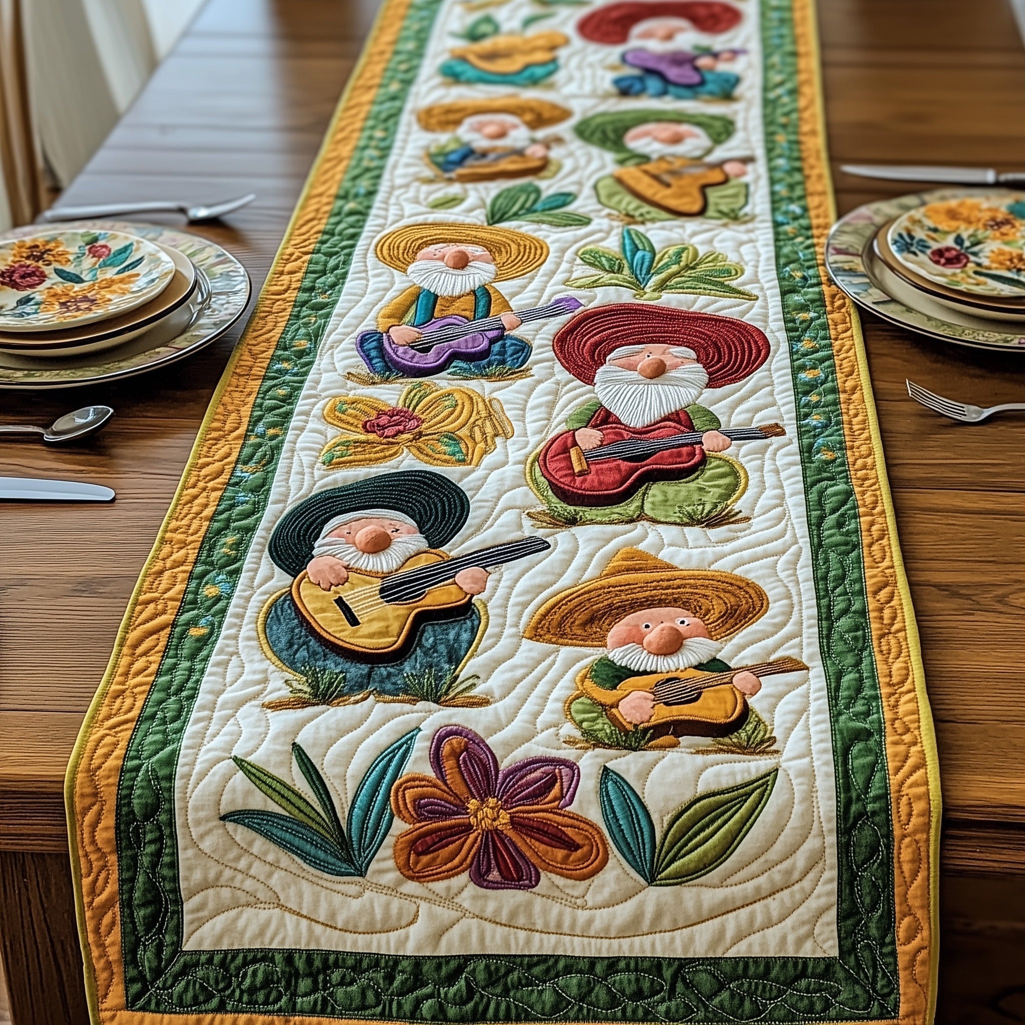 Viva La Fiesta Quilted Table Runner, Easter Table Runner, Spring Table Runner, Mother's Day Gifts