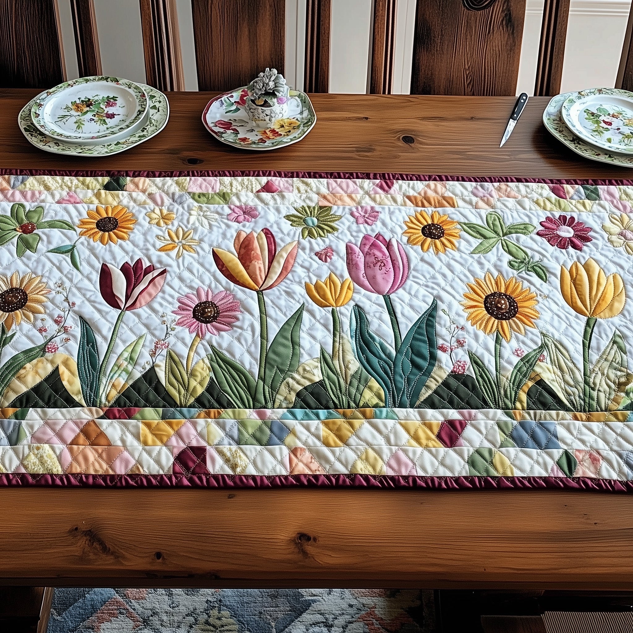 Spring Radiance Quilted Table Runner, Easter Table Runner, Spring Table Runner, Mother's Day Gifts