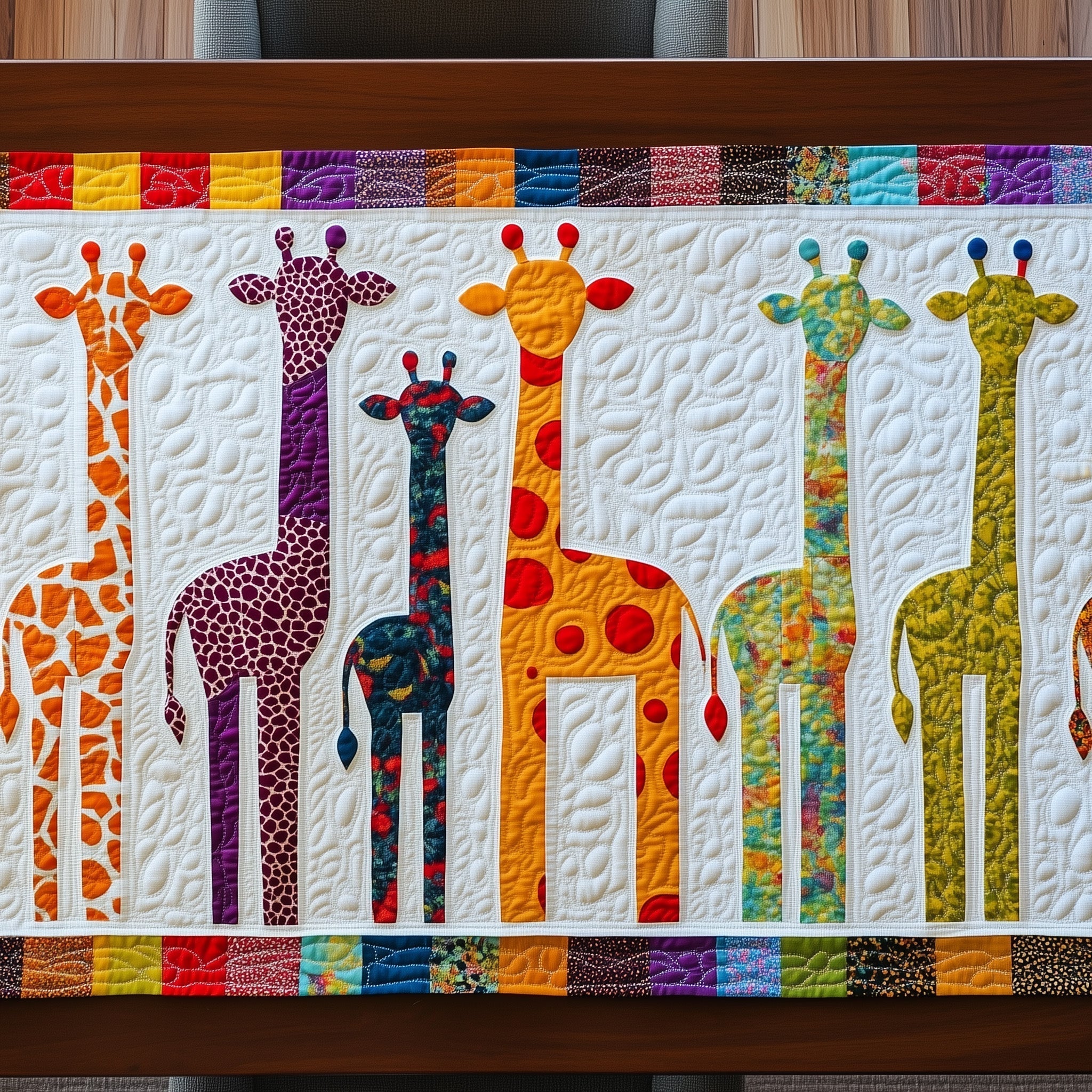 Whimsy Giraffes Quilted Table Runner, Easter Table Runner, Spring Table Runner, Mother's Day Gifts