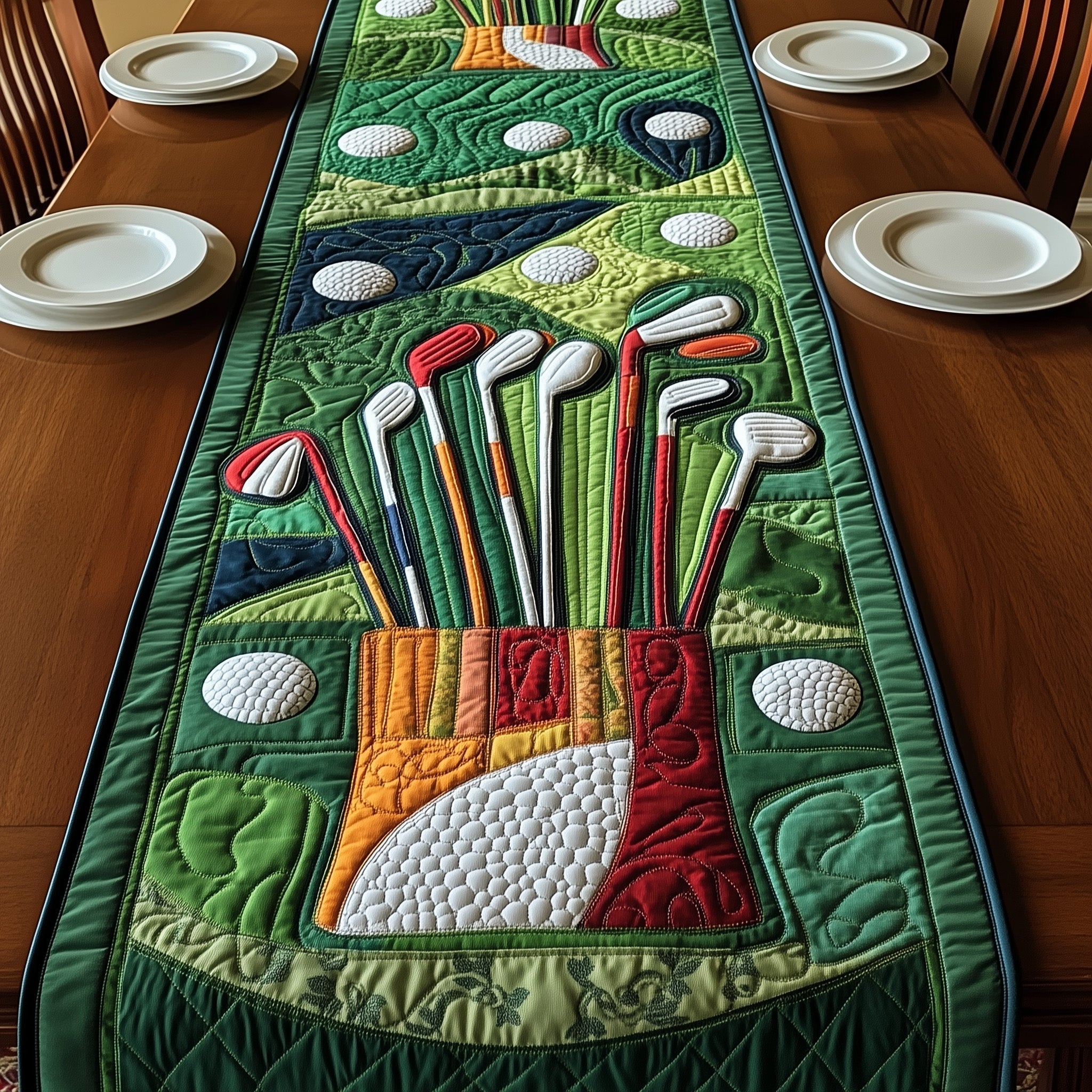 In the Golf Bag Quilted Table Runner, Easter Table Runner, Spring Table Runner, Mother's Day Gifts