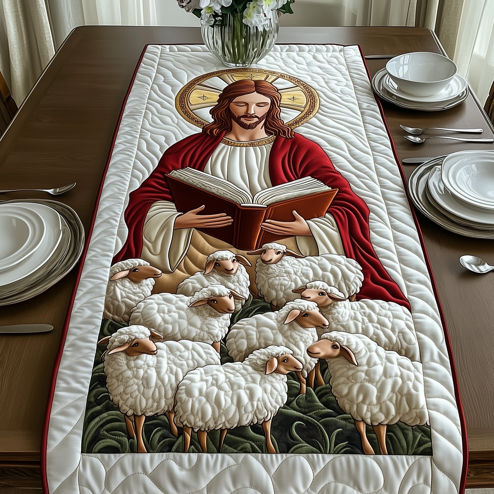 Divine Grace Quilted Table Runner, Easter Table Runner, Spring Table Runner, Mother's Day Gifts